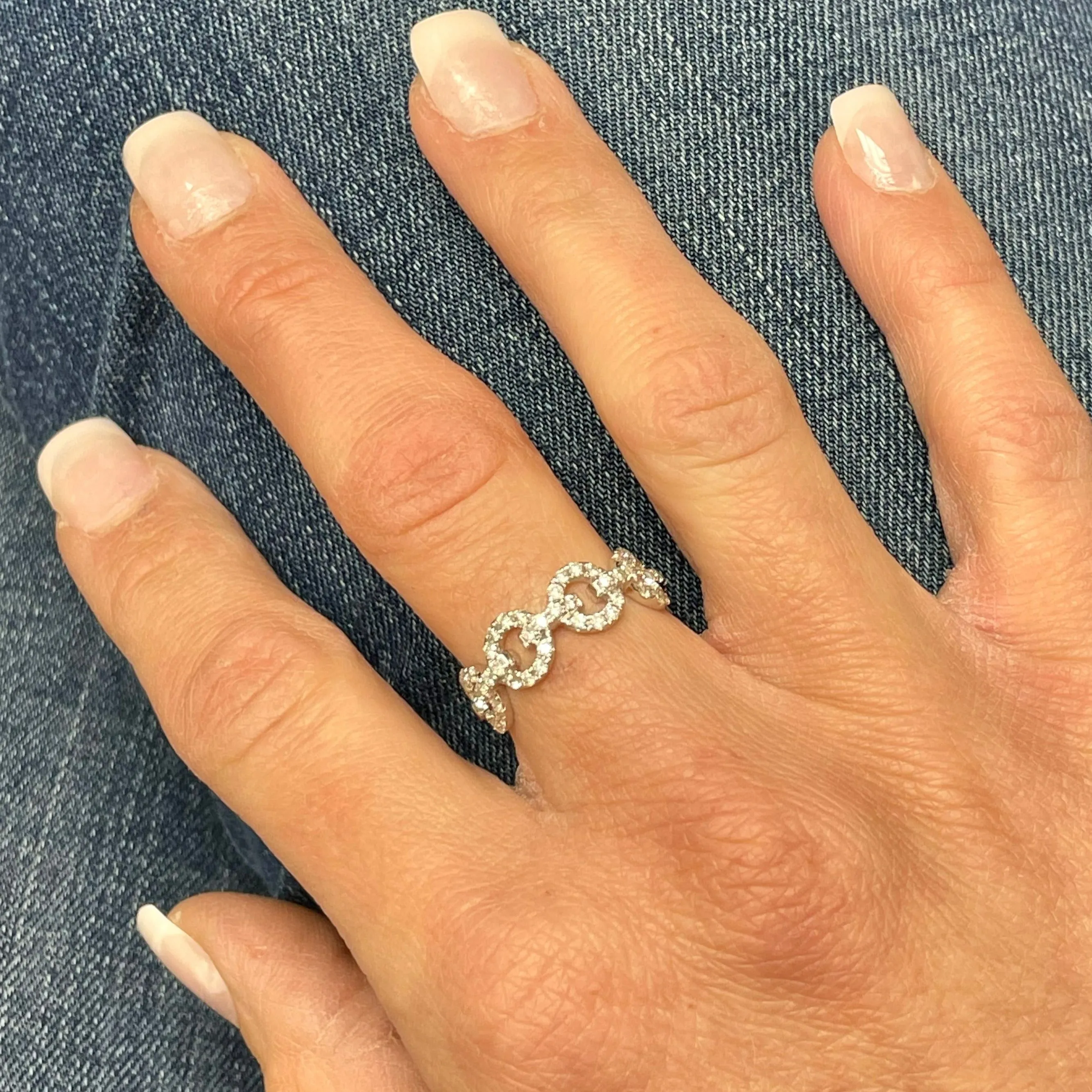 0.55ctw Diamond Rolo Link Ring in 14 Karat Gold