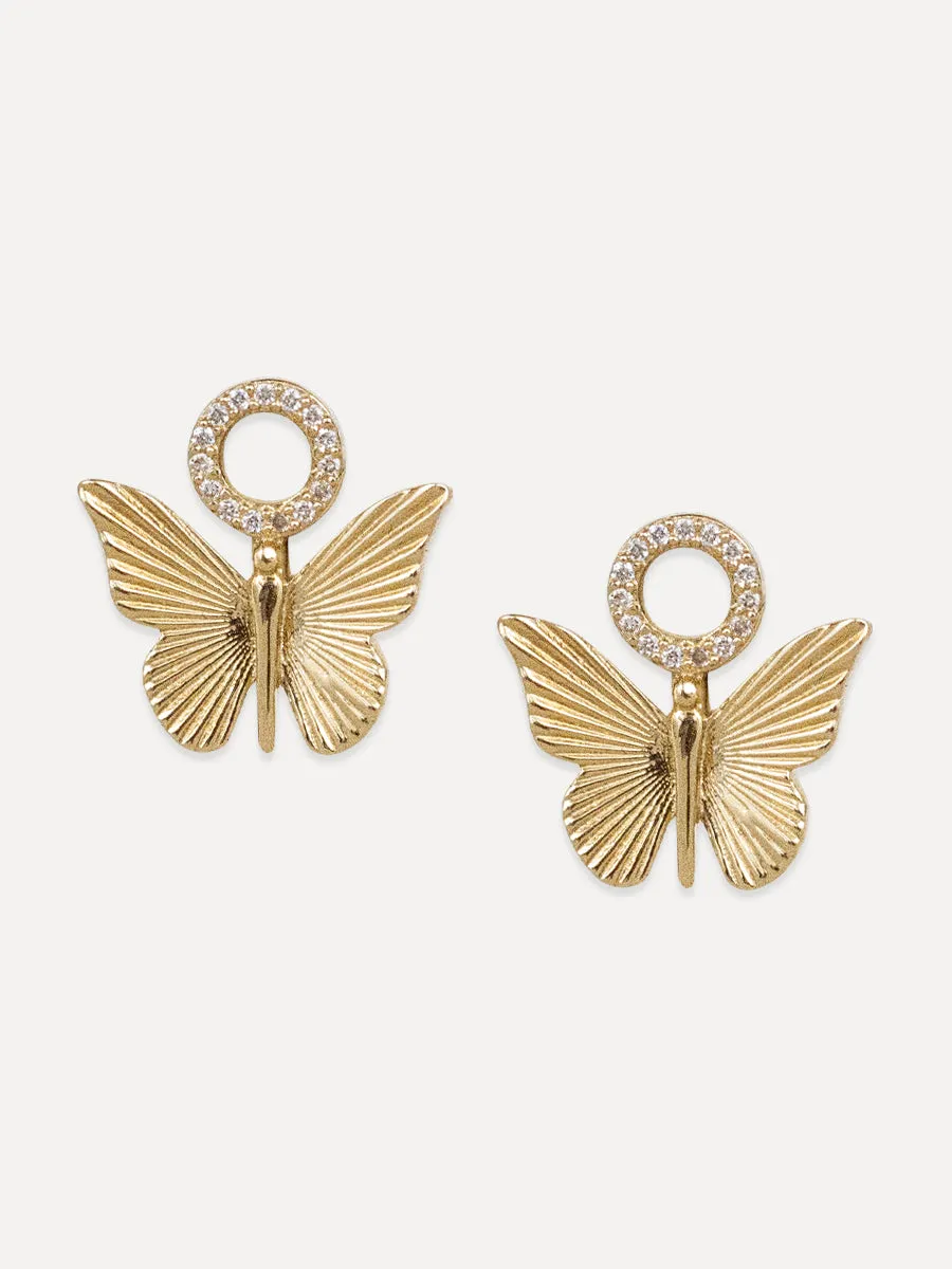 14K Diamond Butterfly Huggie Charms