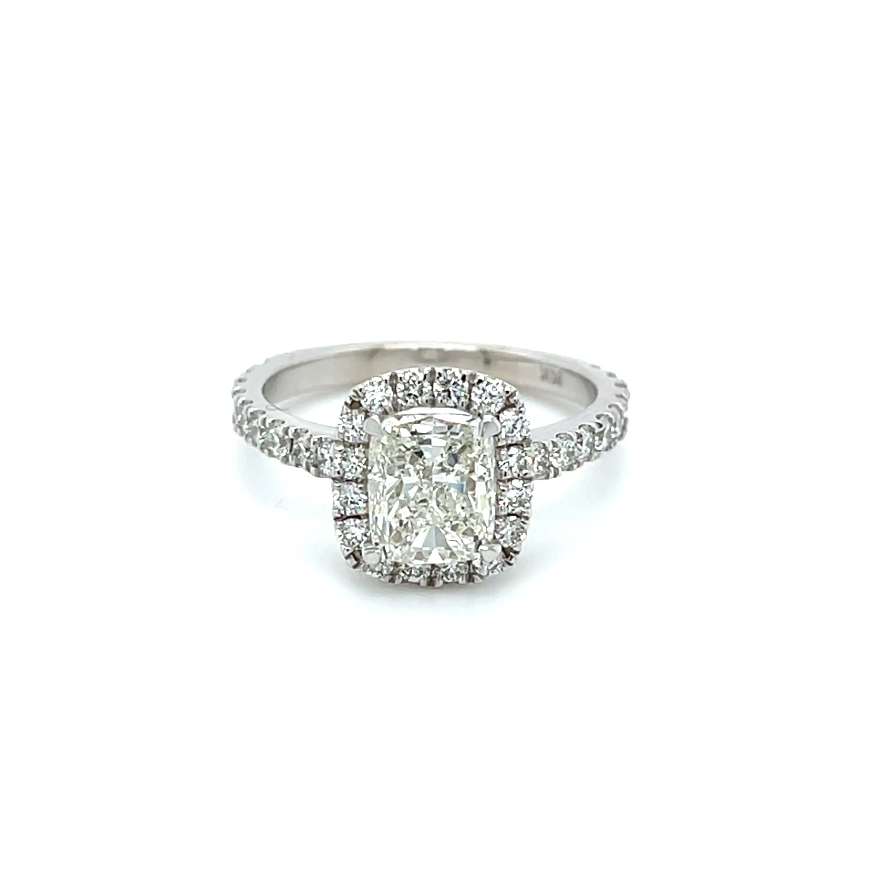 14k White Gold 1.51 Cushion Cut Diamond Halo Ring