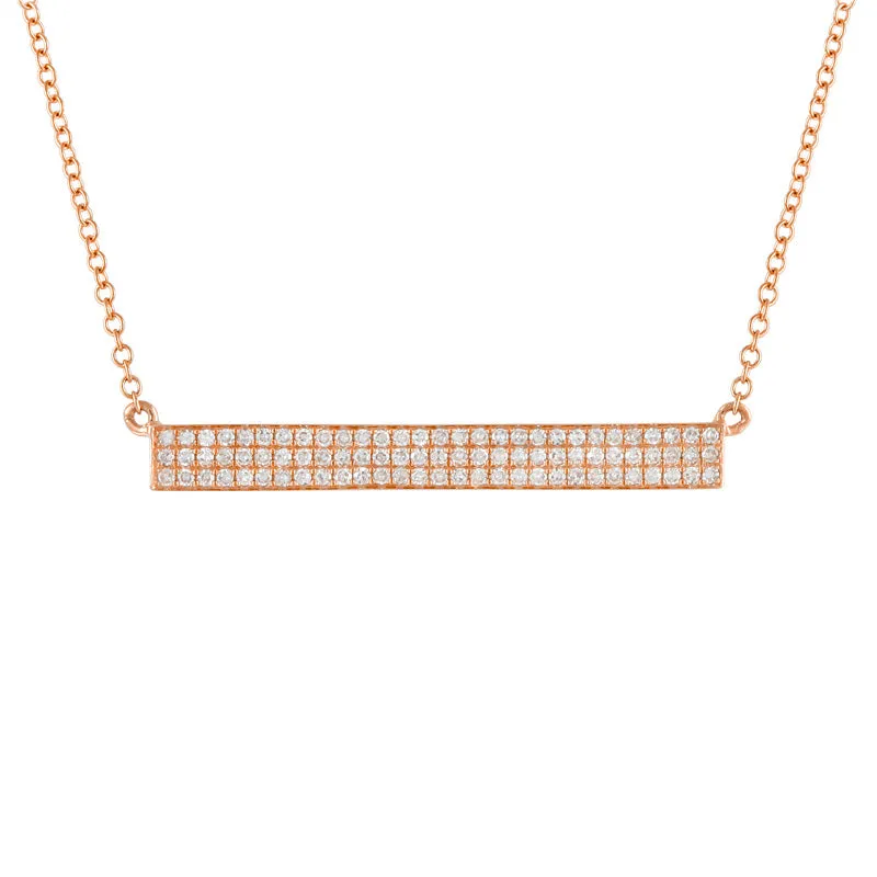 14k White Gold Diamond Bar Necklace