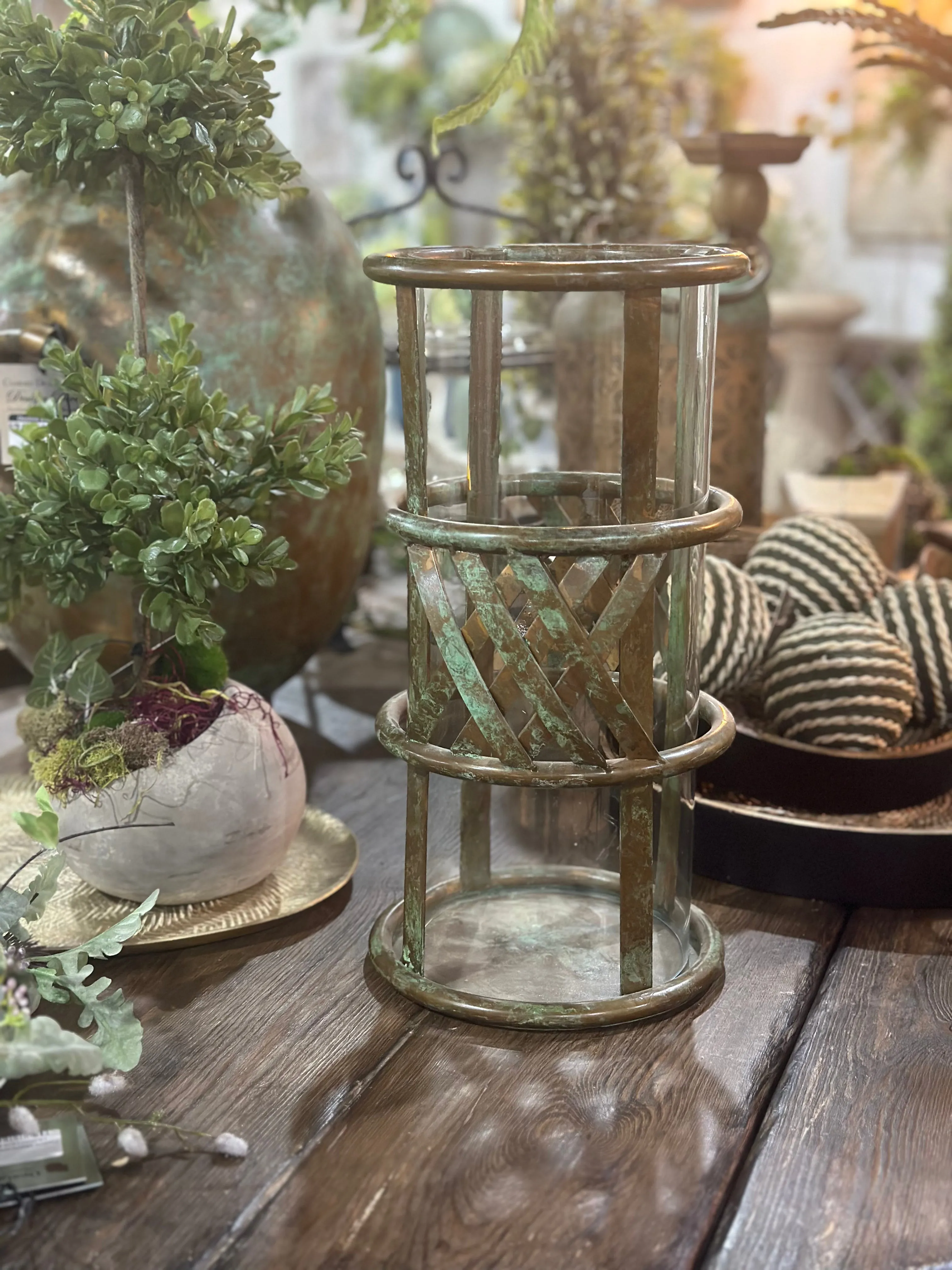 14" Patina Hurricane Lantern