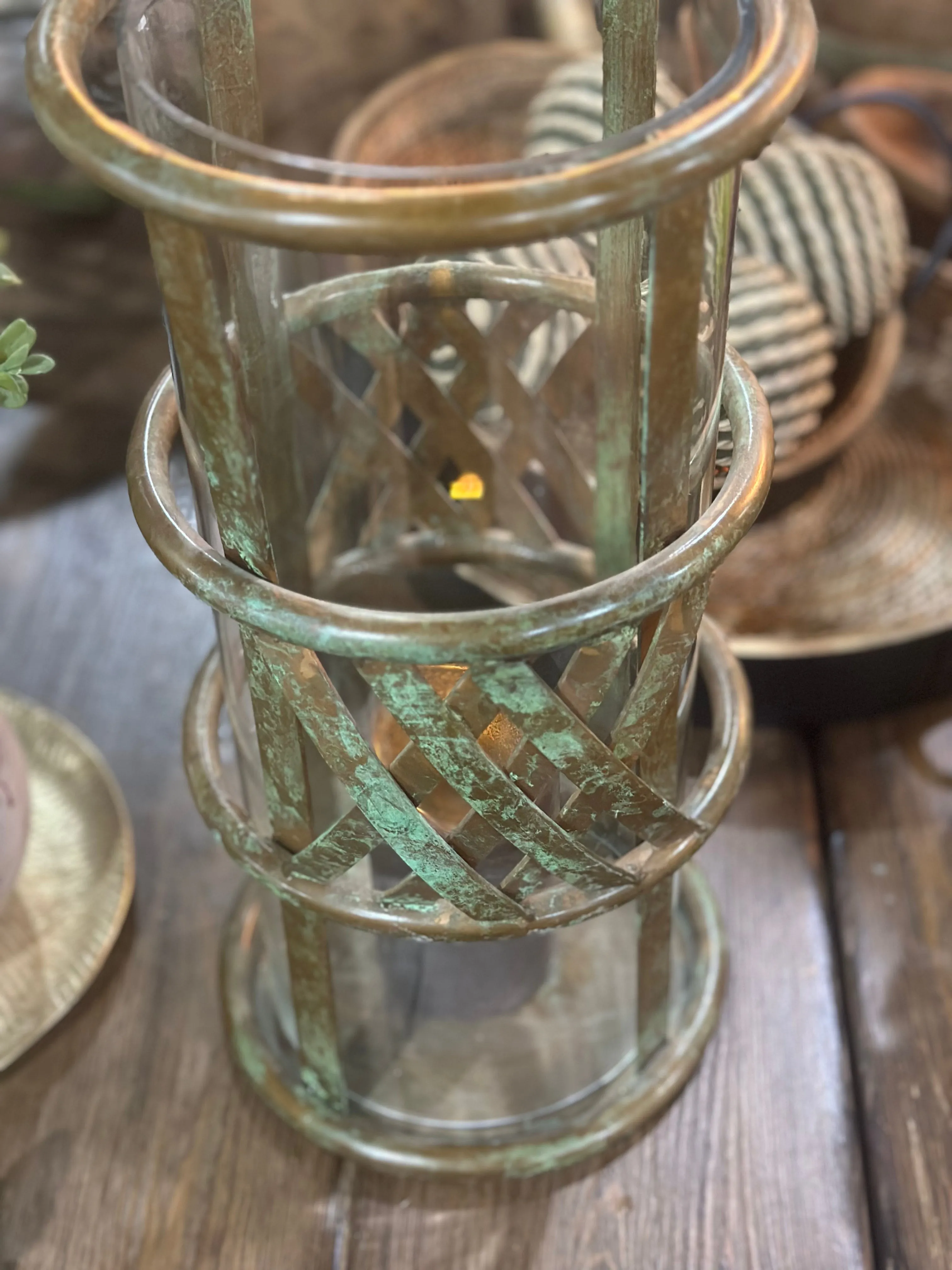 14" Patina Hurricane Lantern