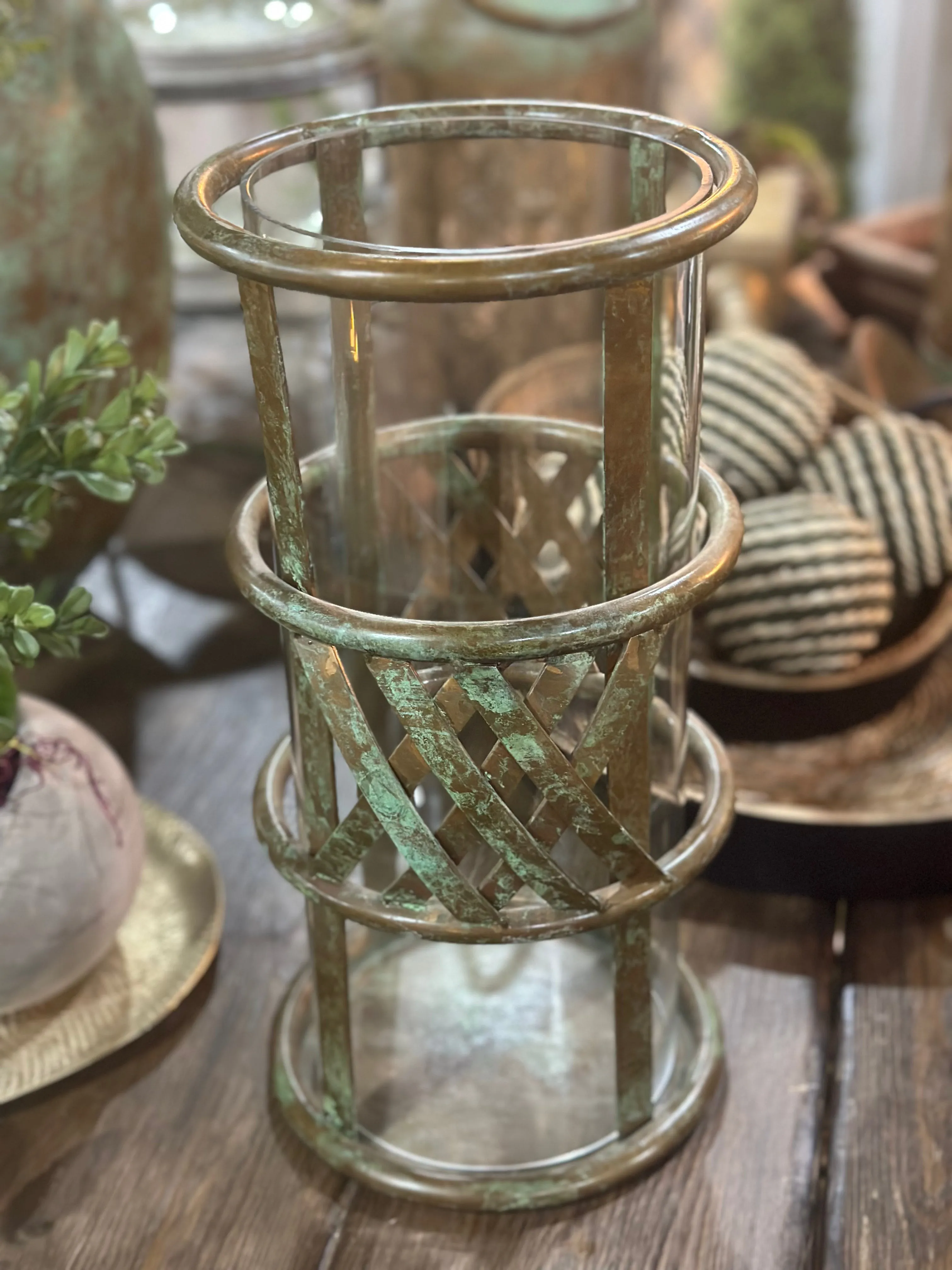14" Patina Hurricane Lantern