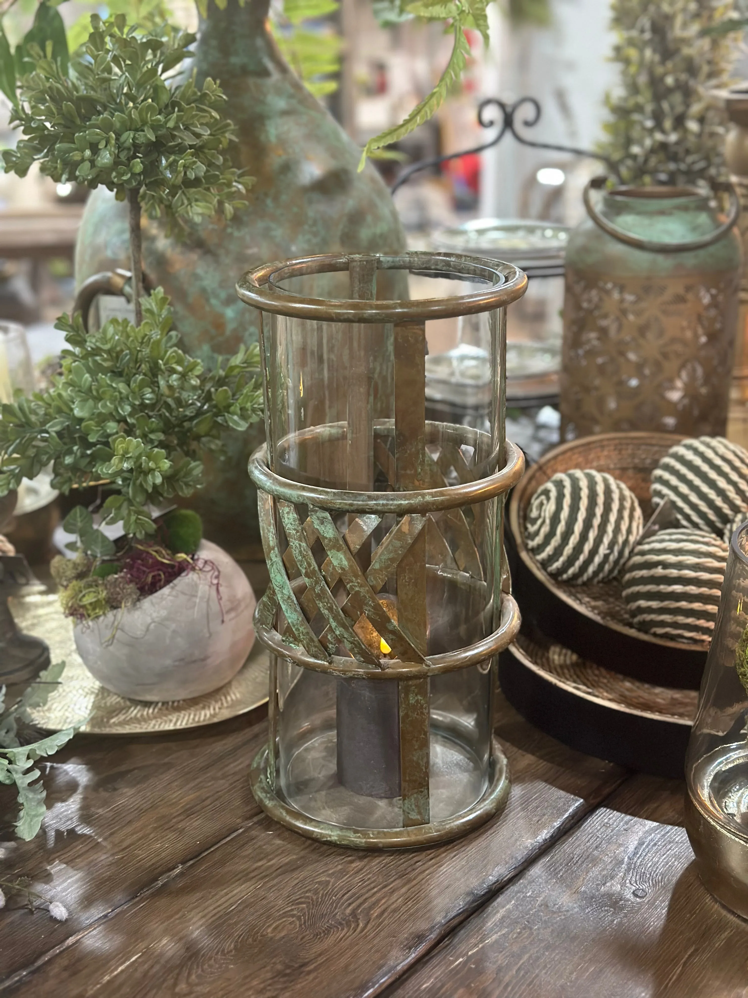 14" Patina Hurricane Lantern