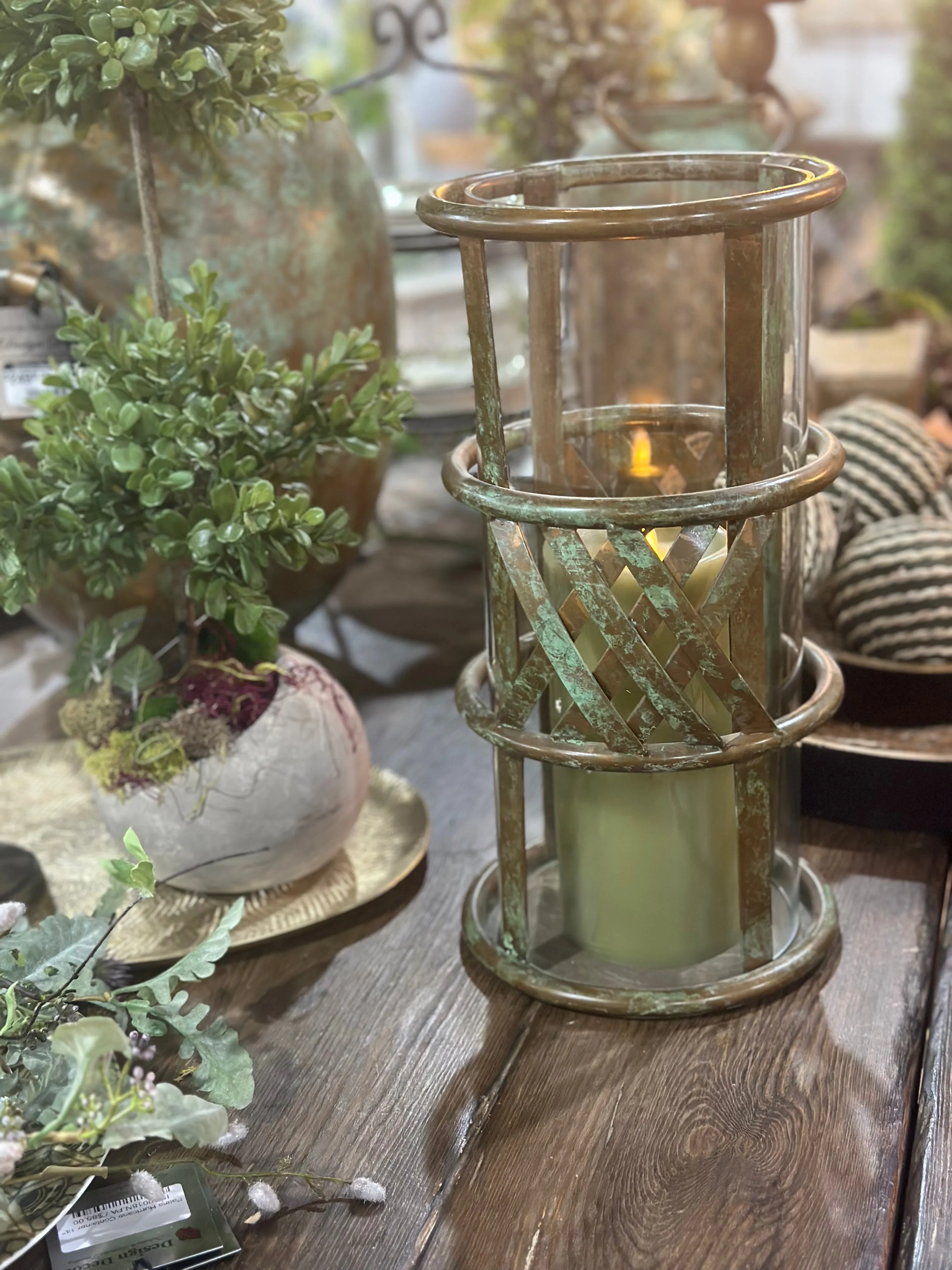 14" Patina Hurricane Lantern