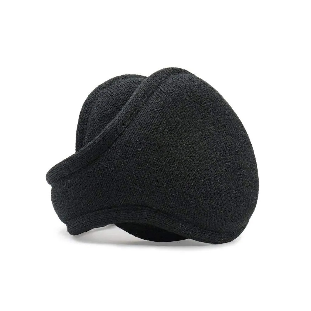 180s Men's Aztec Sweater-Knit Fleece Behind-the-Head Ear Warmer Black