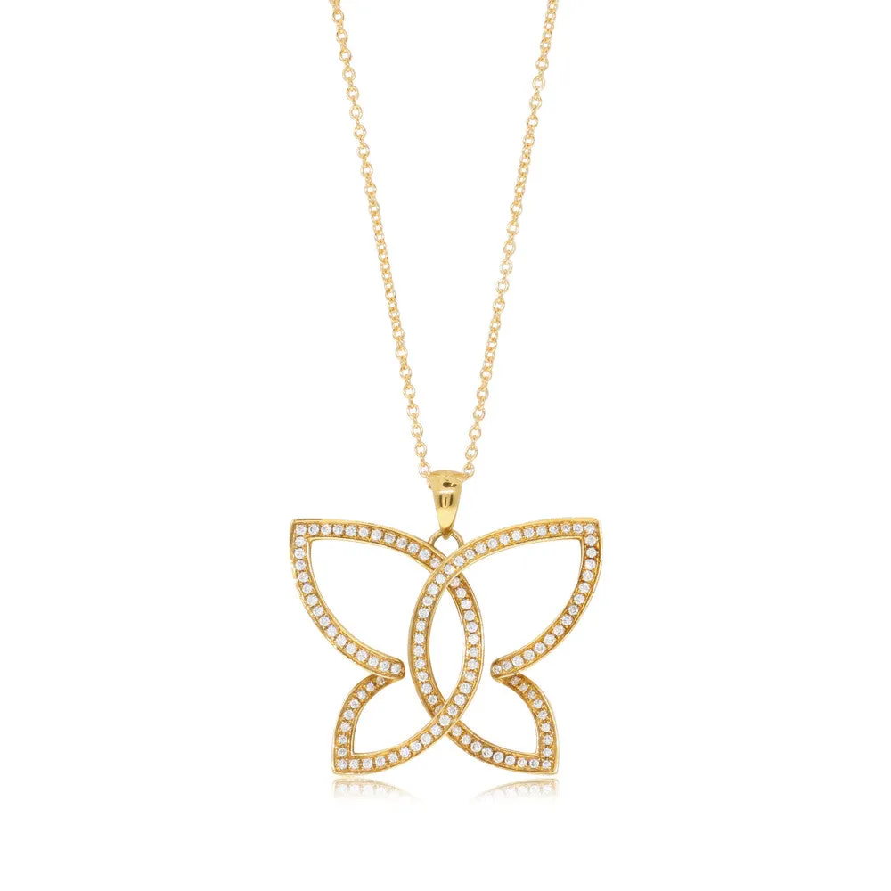 18ct Yellow Gold Diamond Butterfly Pendant