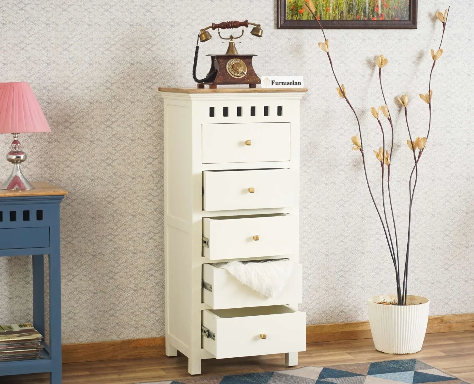 Alexandria Solid Wood Chest of Drawer- Five Drawer