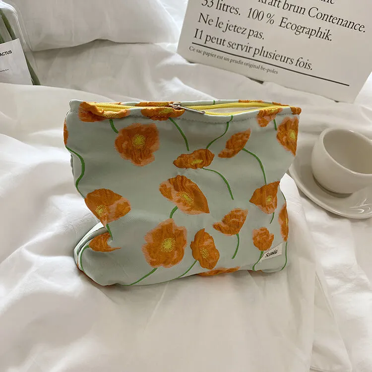 Babakud French Elegant Calla Lily Makeup Organizer Bag