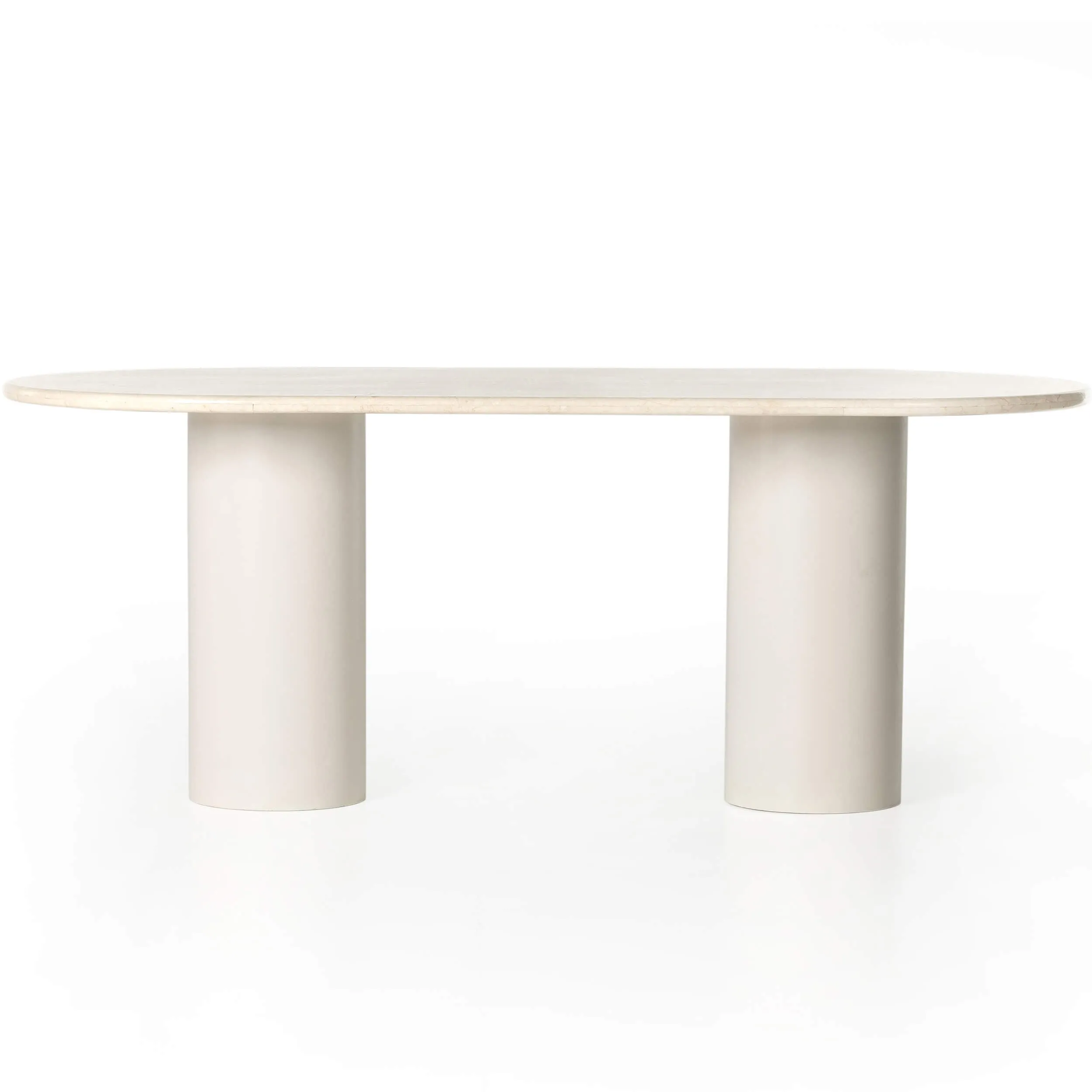 Belle Oval Dining Table, Cream Marble