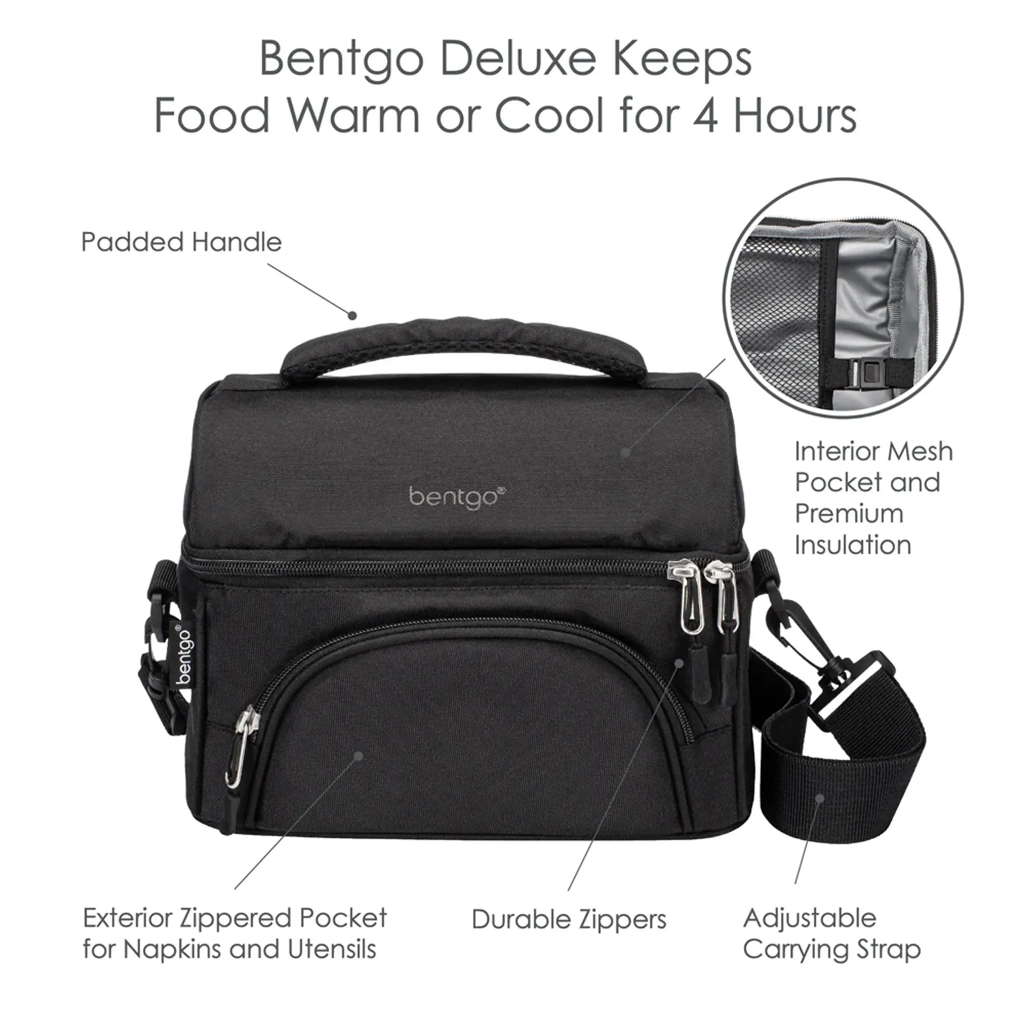 Bentgo Deluxe Lunch Bag Carbon in Black