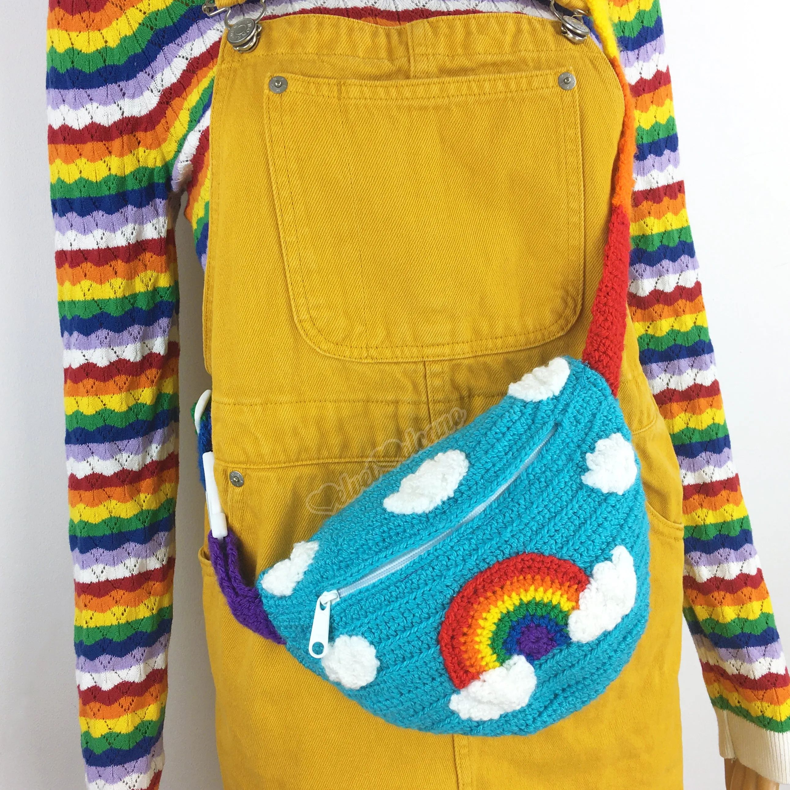 Bright Rainbow Cloud Bum Bag (Turquoise)