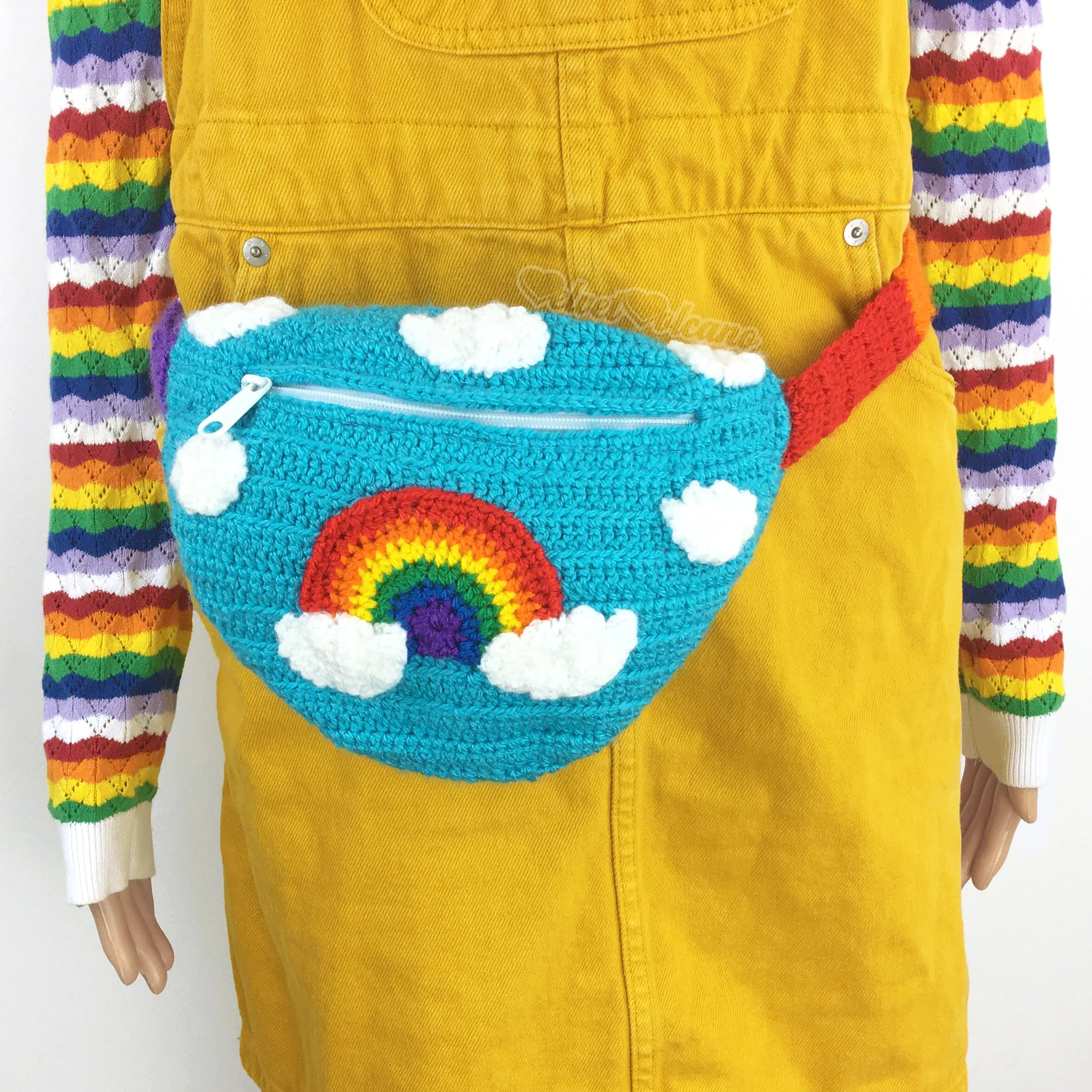 Bright Rainbow Cloud Bum Bag (Turquoise)