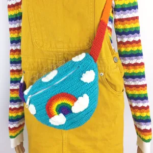 Bright Rainbow Cloud Bum Bag (Turquoise)