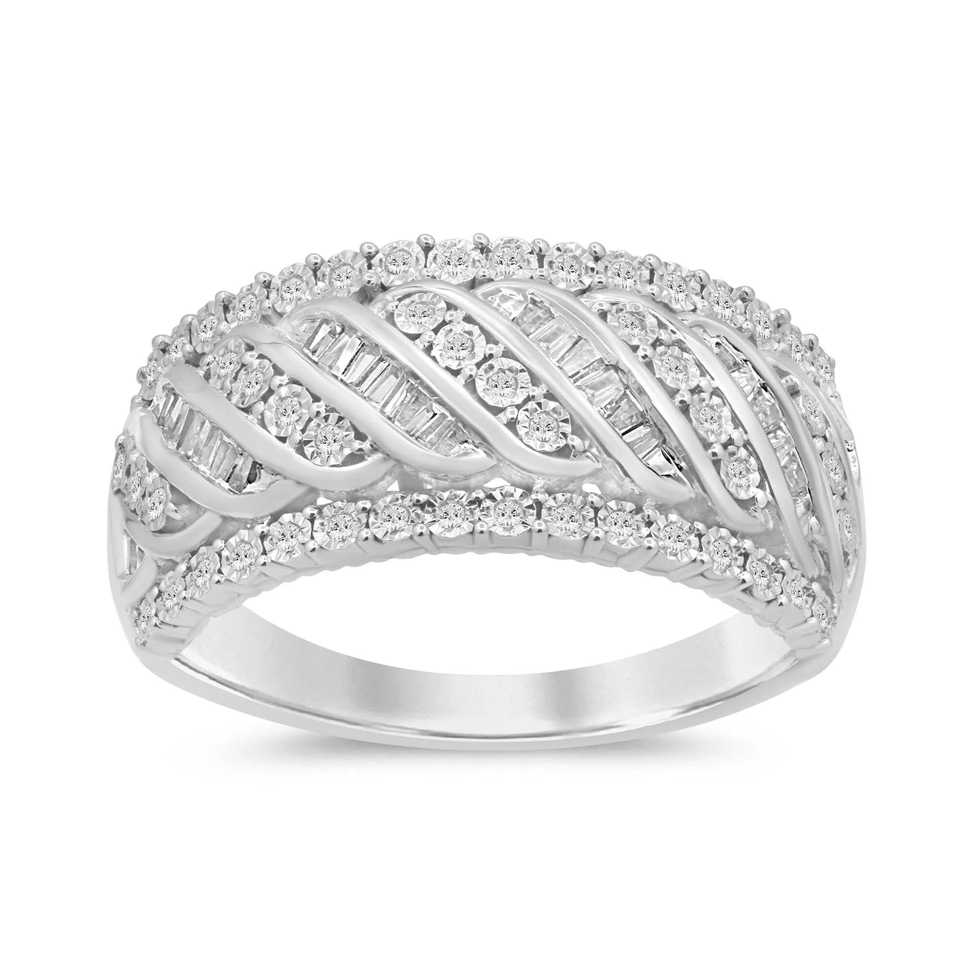 Brilliant Swirl Dress Ring with 1/3ct of Diamonds in 9ct White Gold