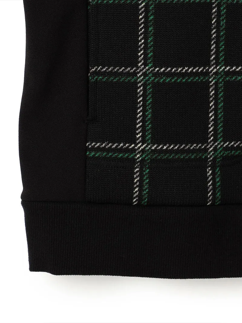 Brushed Check V Neck Zip Up Cardigan