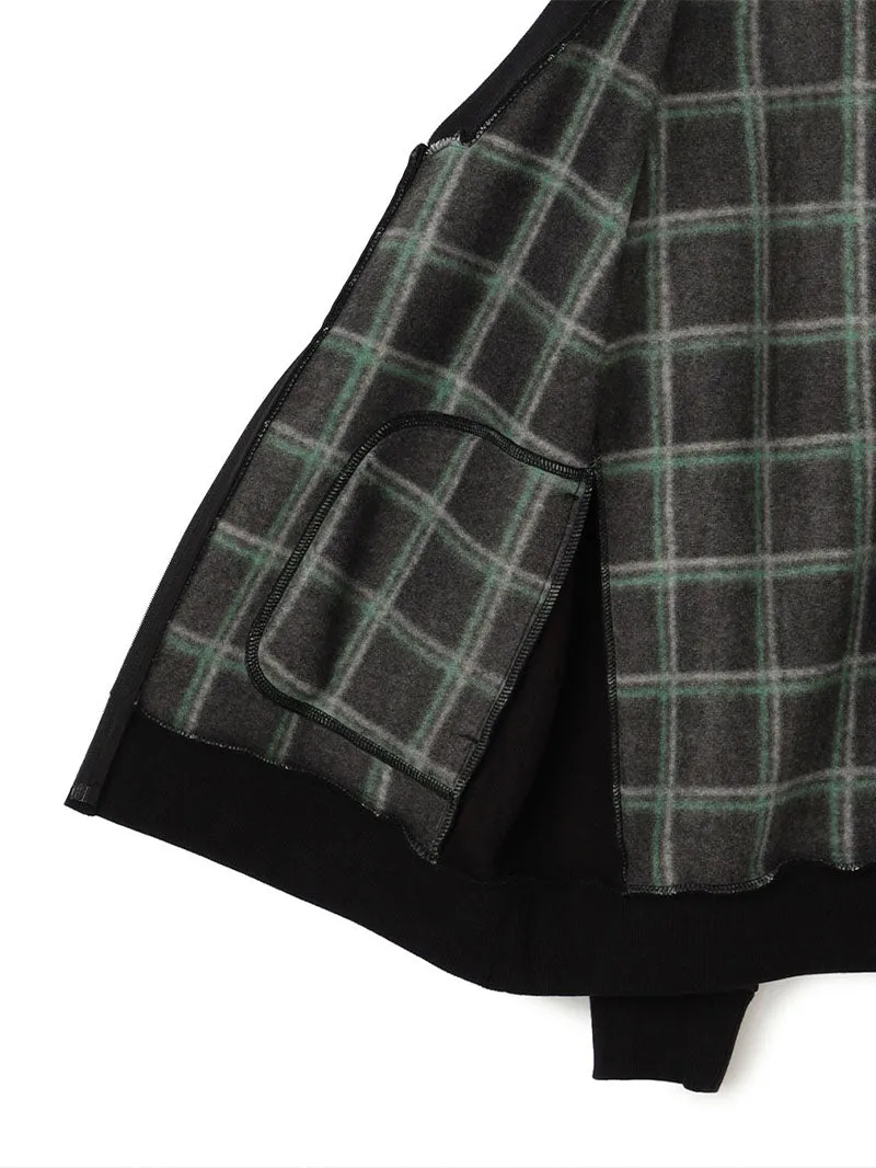 Brushed Check V Neck Zip Up Cardigan