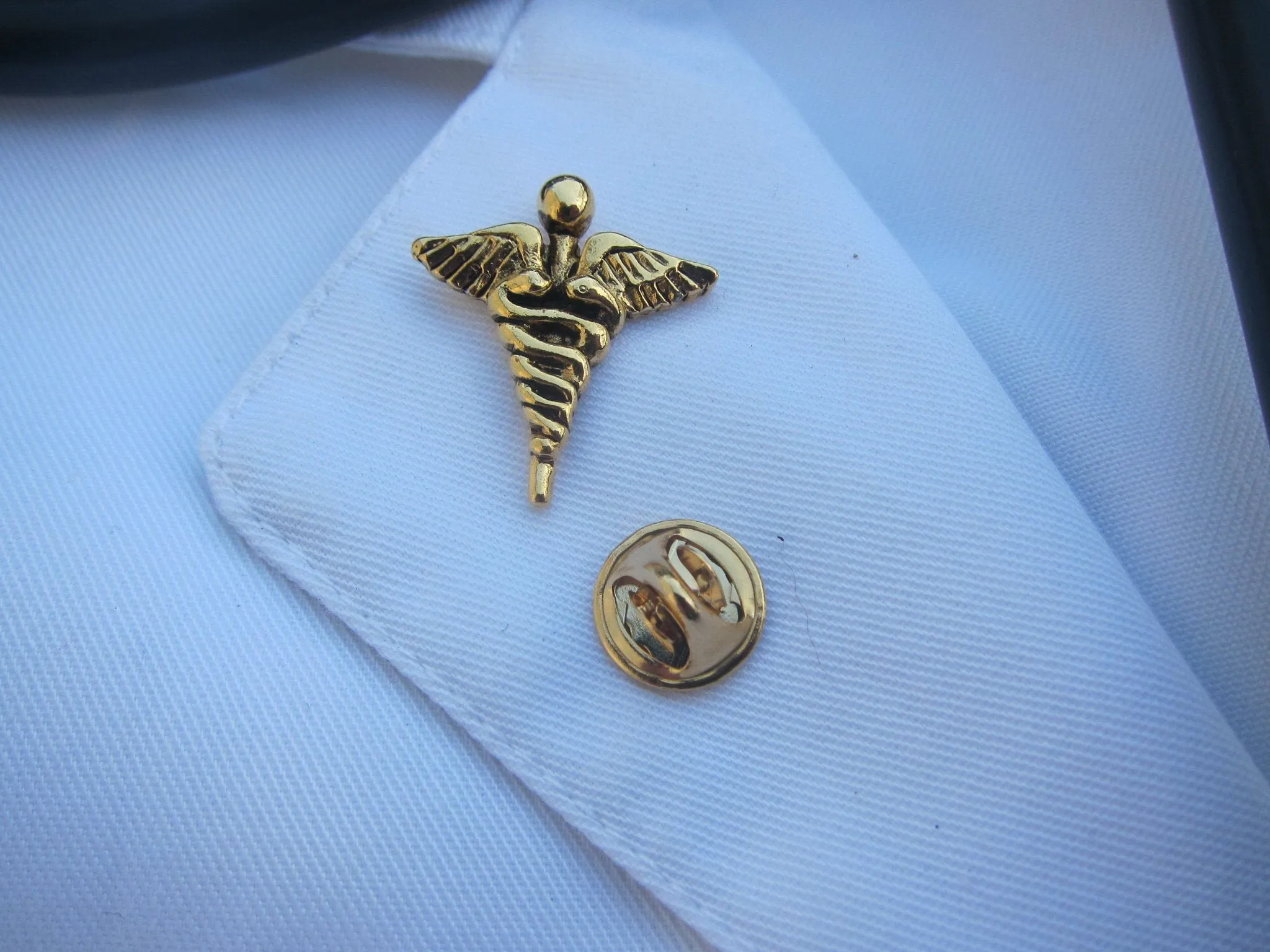 Caduceus Gold Lapel Pin