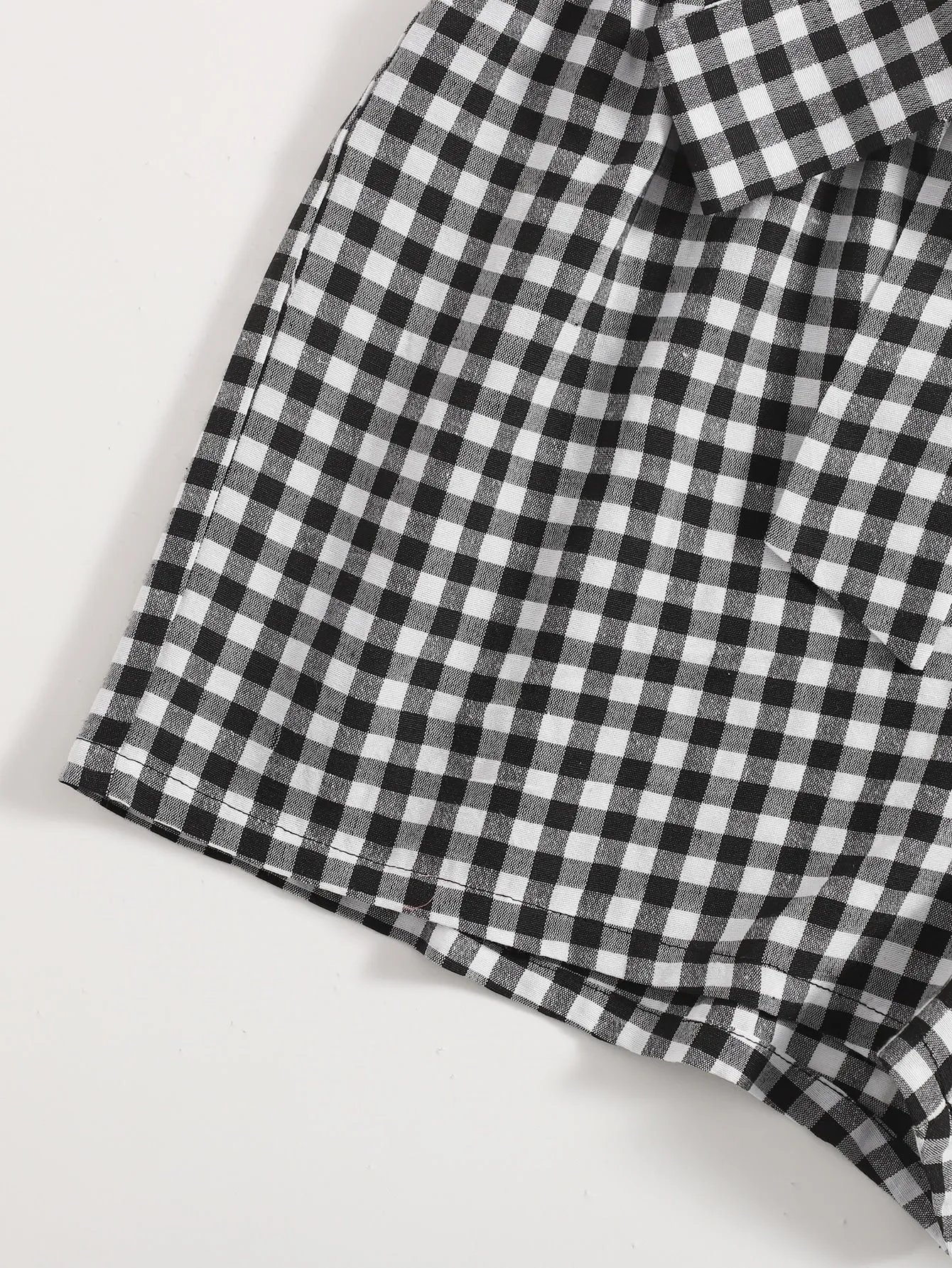 Casual Gingham Paper Bag Waist High Waist Women Shorts