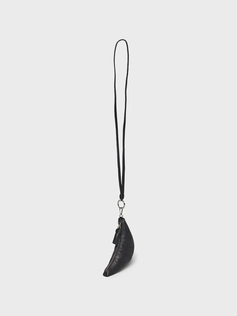 Croissant Coin Purse Necklace in Dark Chocolate