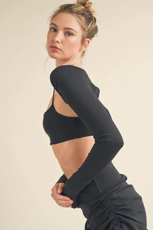 Cropped Lightweight Shrug Black