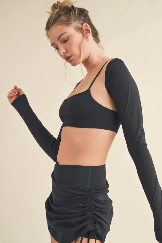 Cropped Lightweight Shrug Black