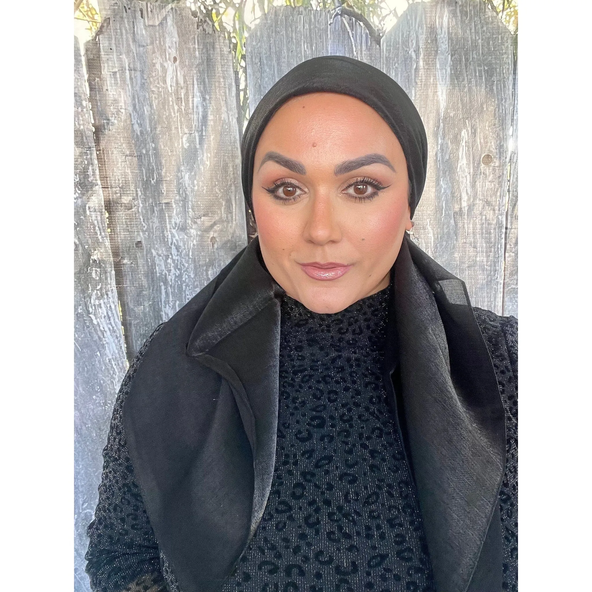 Elegant Metallic Square Headscarf - Black