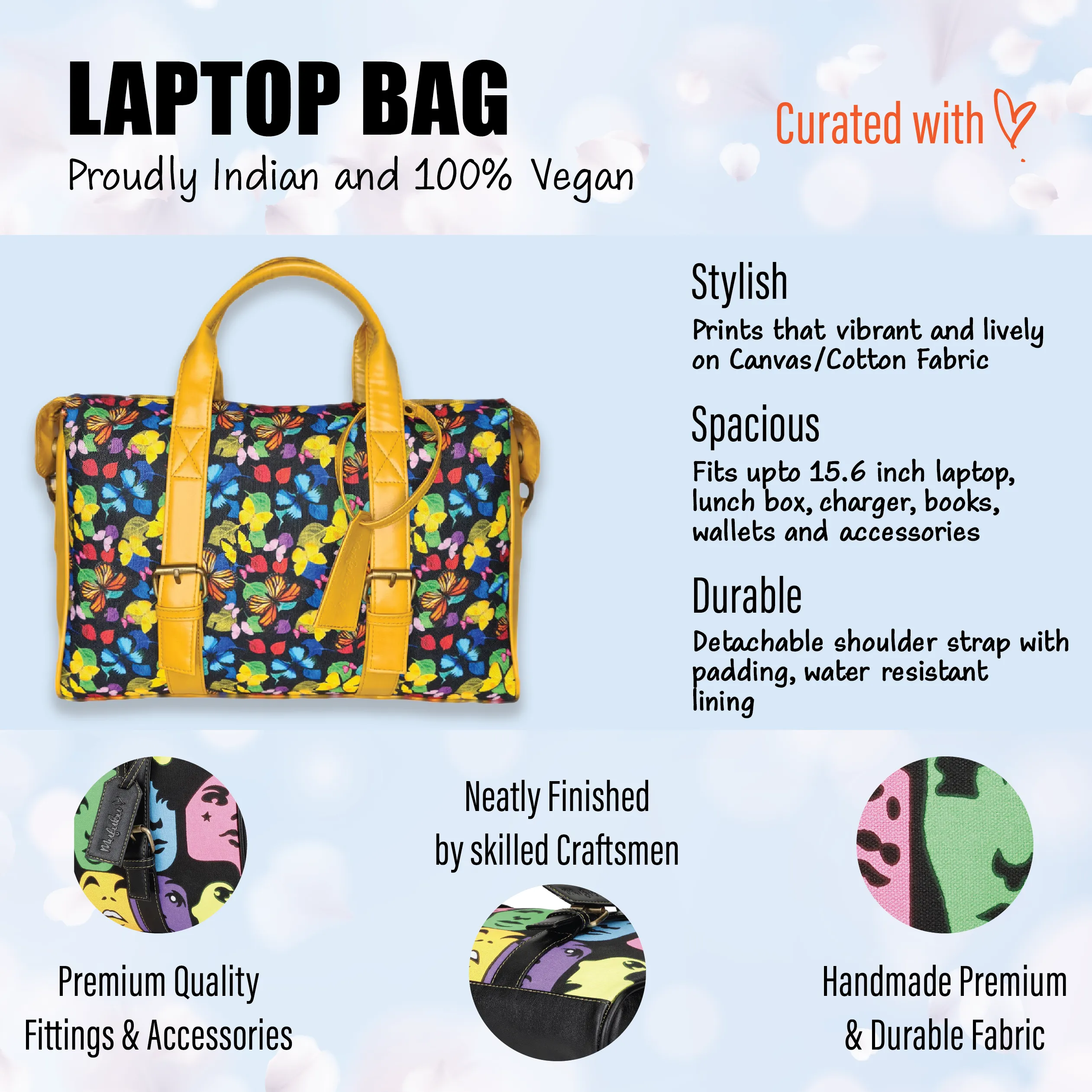 Enigma Laptop Messenger Bag - Butterfly