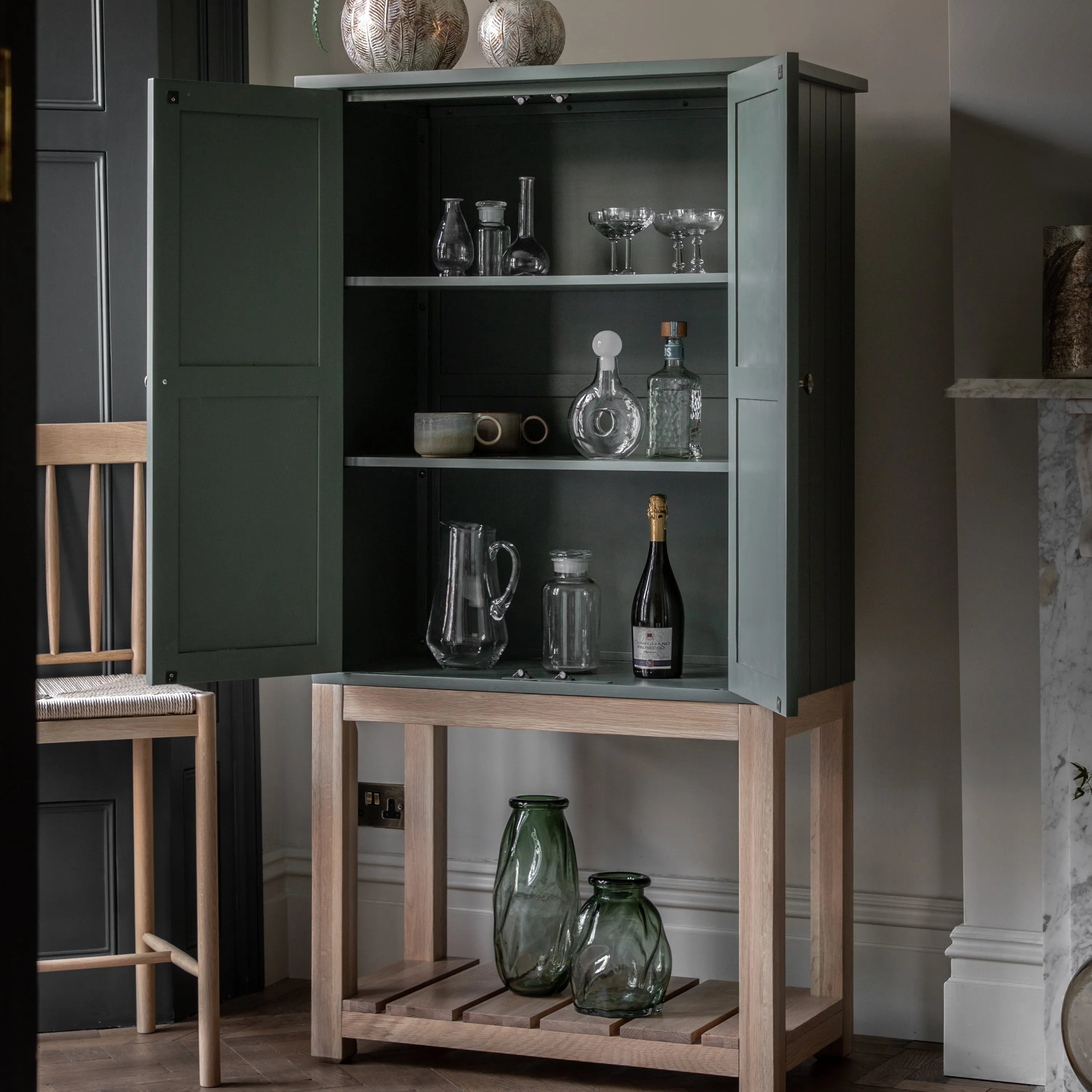 Farmington 2 Door Green Cupboard