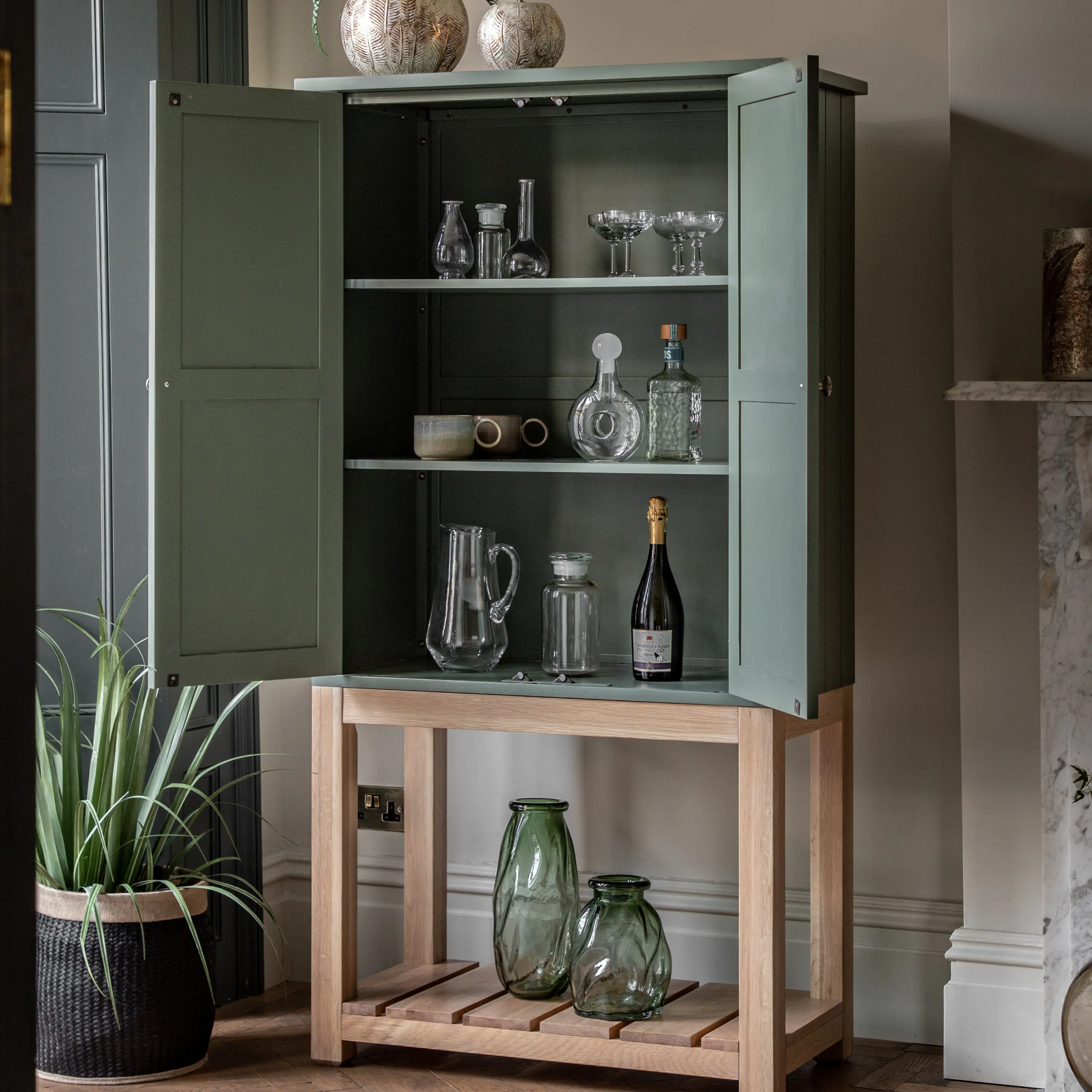 Farmington 2 Door Green Cupboard