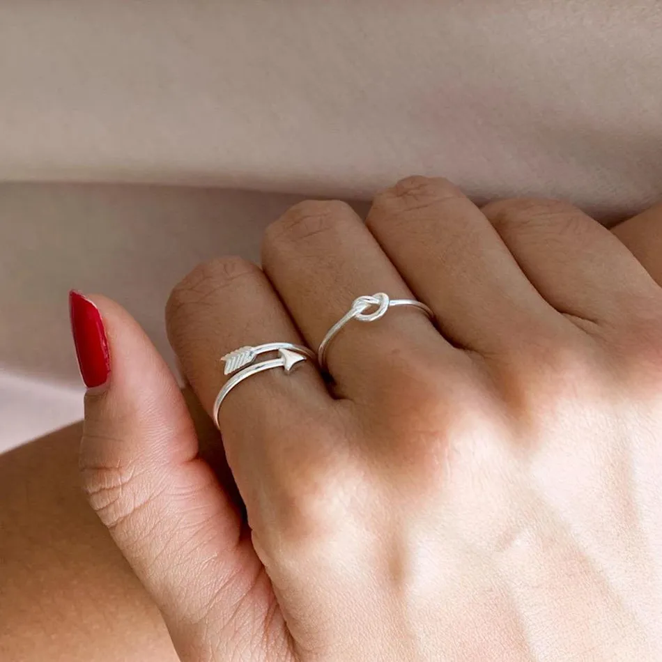 FJ0013 925 Sterling Silver Love Knot Ring