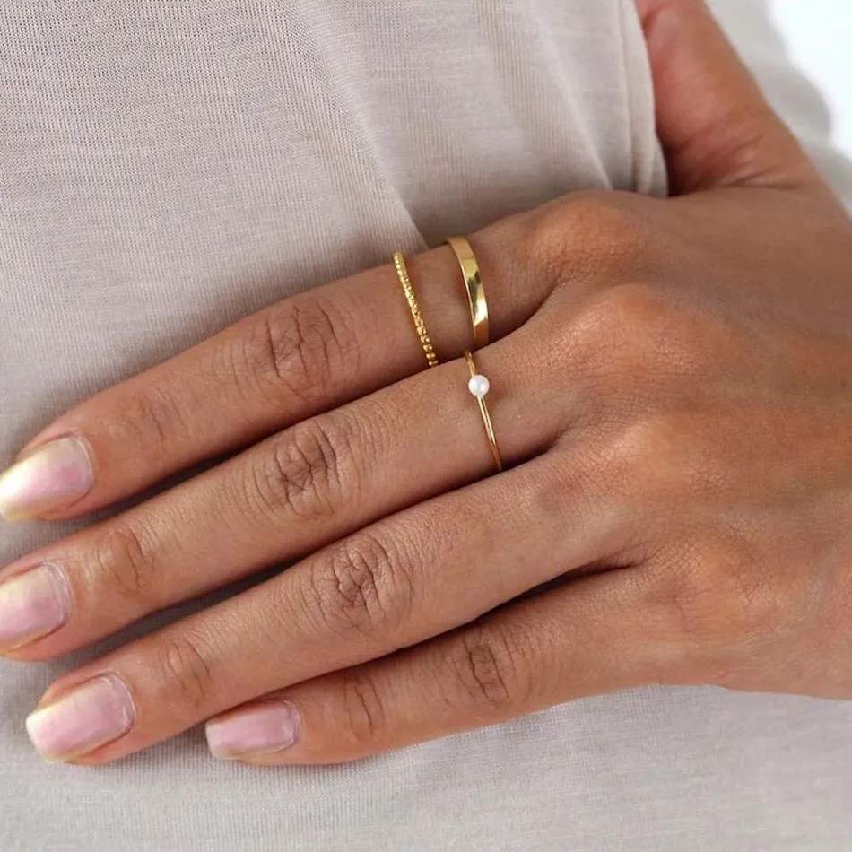 FJ0016 925 Sterling Silver Mini Pearl Ring