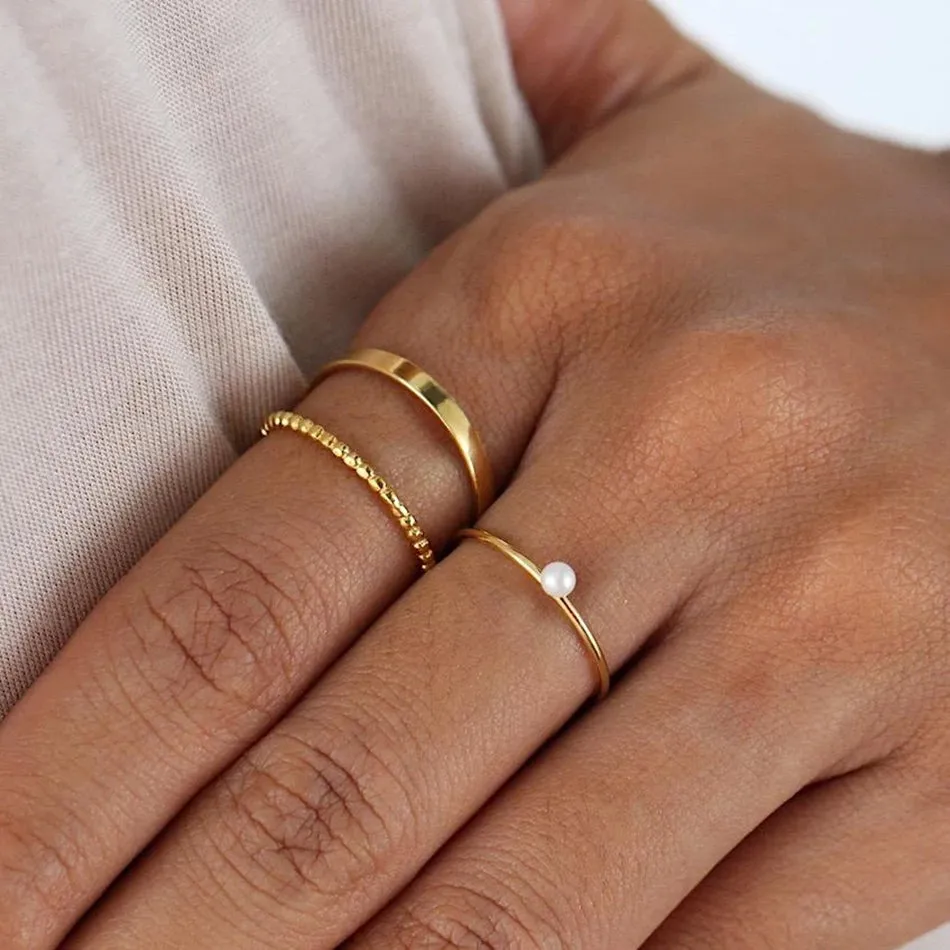 FJ0016 925 Sterling Silver Mini Pearl Ring