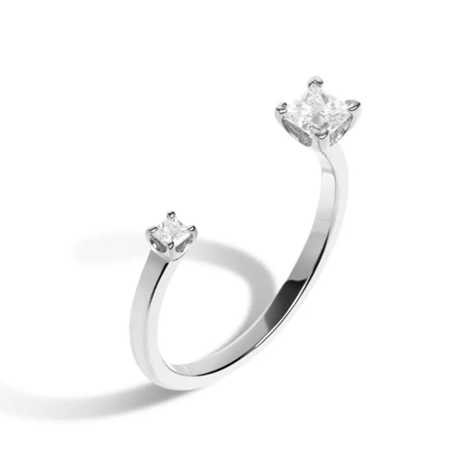 FJ0062 925 Sterling Silver Zircon Open Ring