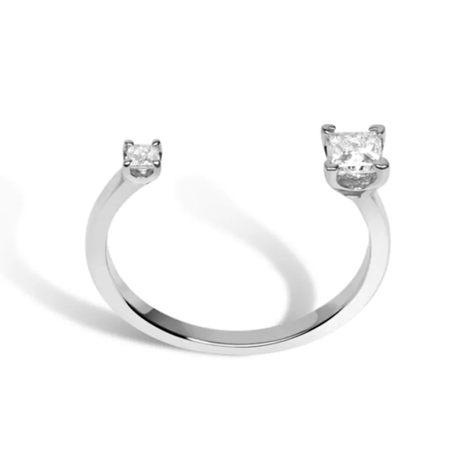 FJ0062 925 Sterling Silver Zircon Open Ring