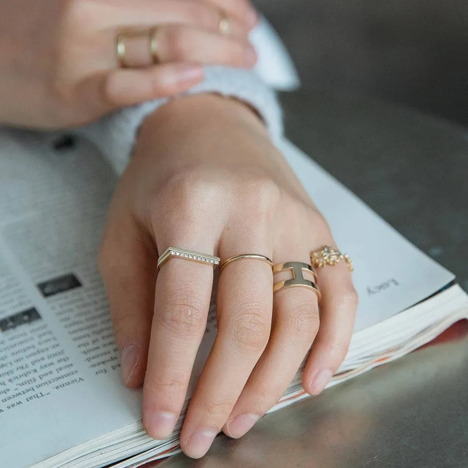 FJ0067 925 Sterling Silver U shape bar ring