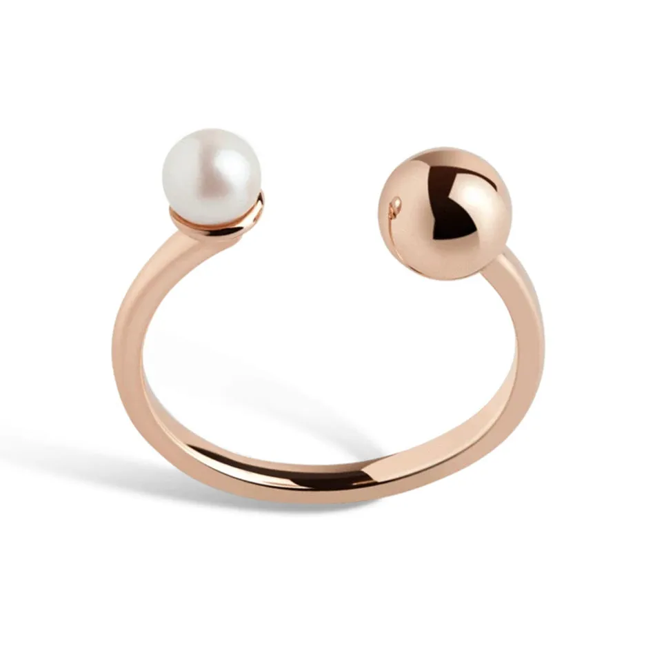 FJ0075 925 Sterling Silver Pearl & Ball Ring