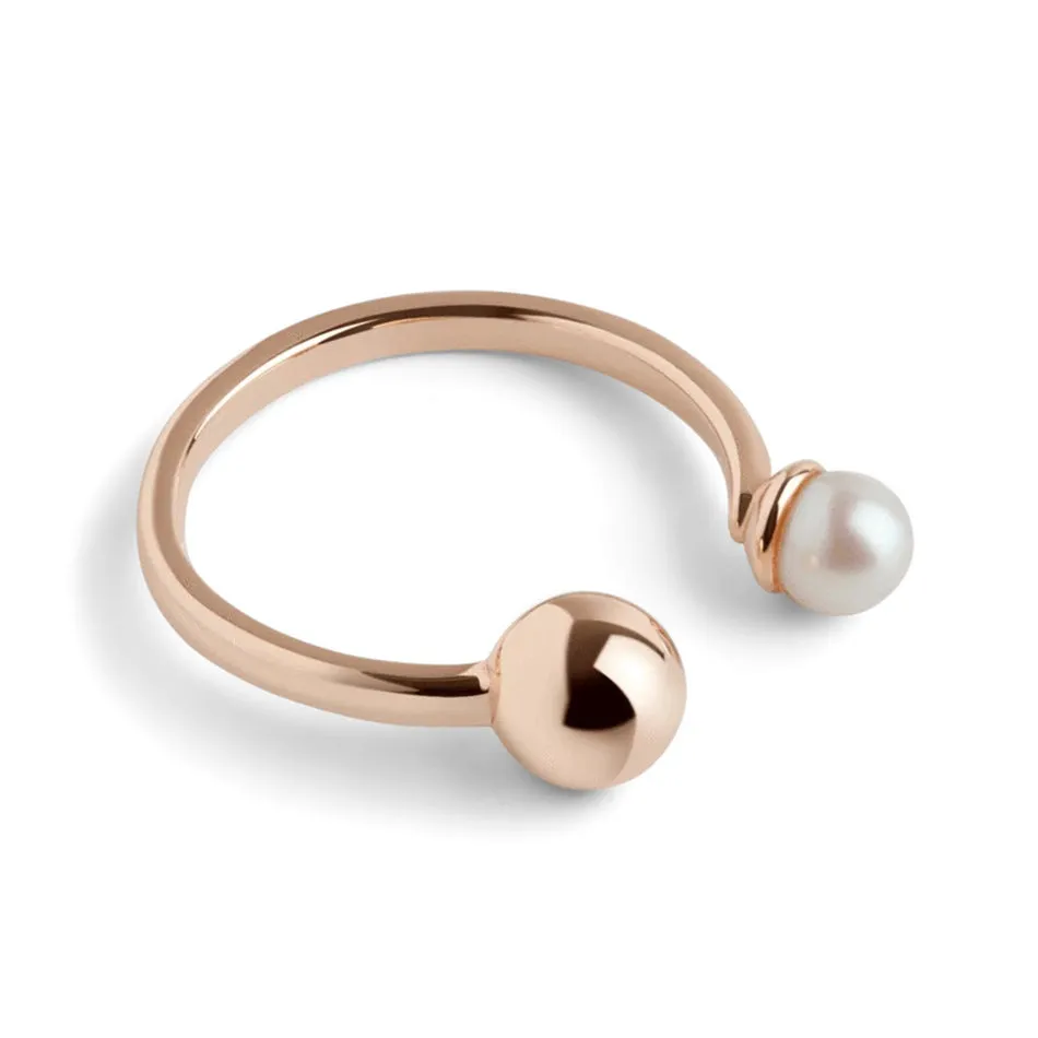 FJ0075 925 Sterling Silver Pearl & Ball Ring
