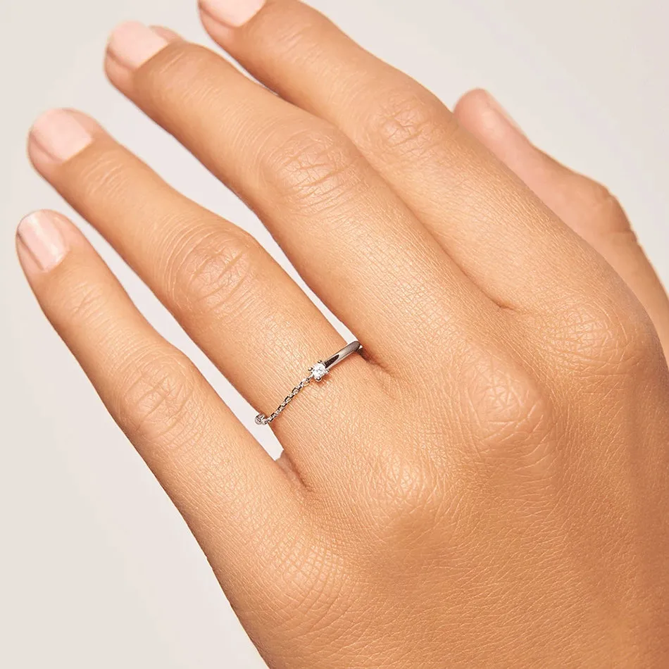 FJ0207 925 Sterling Silver Zircon Chain Ring