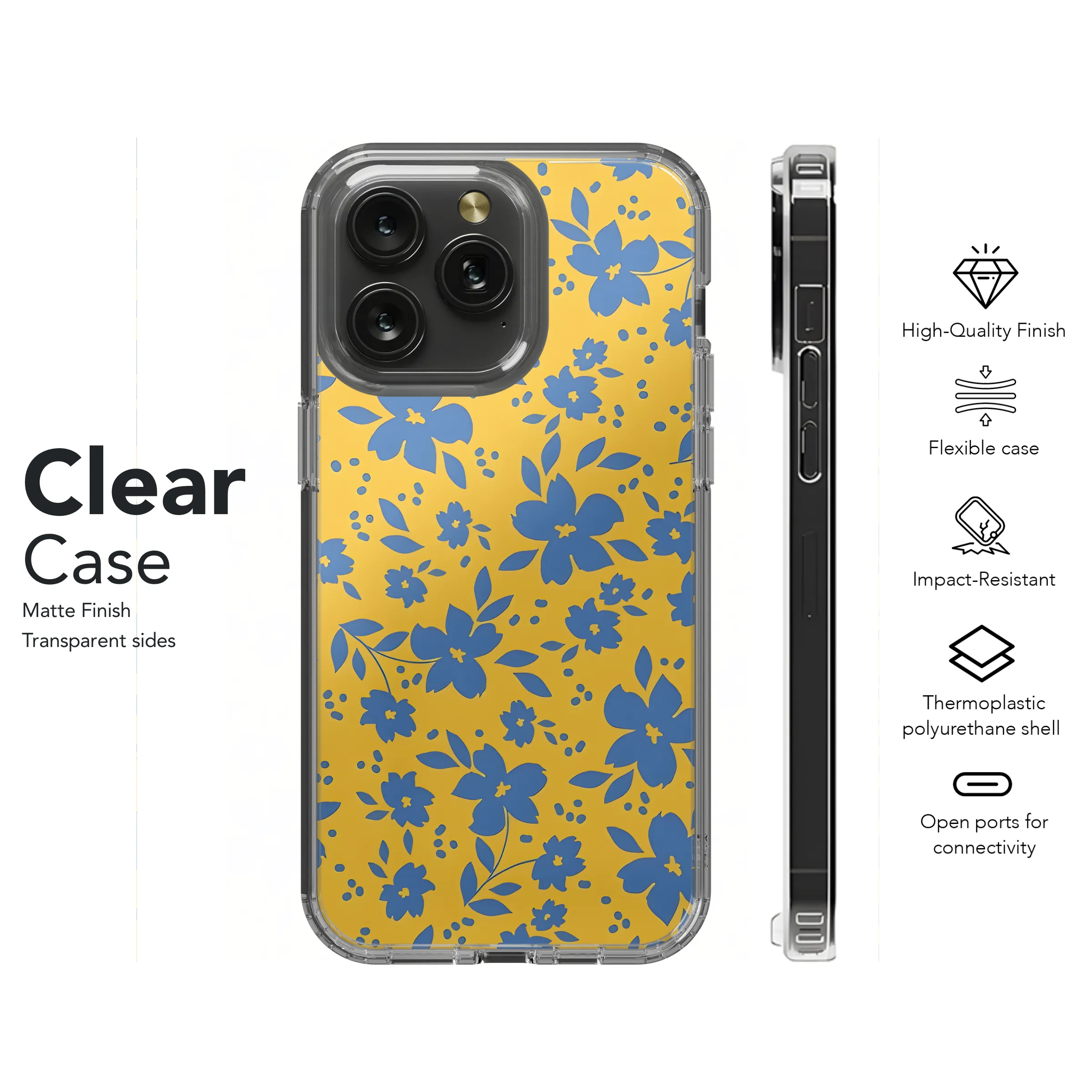 Floral Pattern Yellow  Phone Case iPhone Samsung Cover Pixel 2362