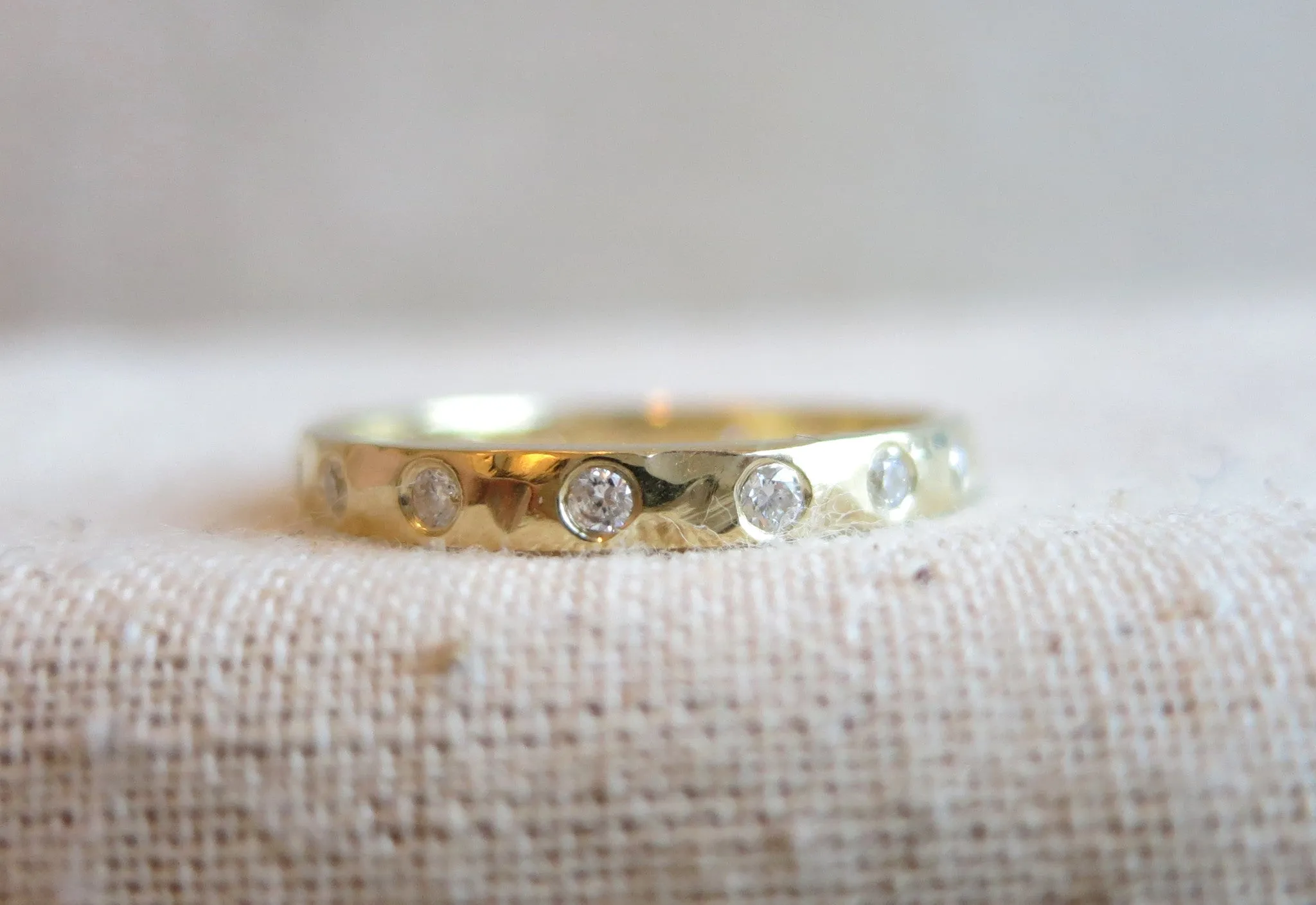 Hammered White Diamond Eternity Band