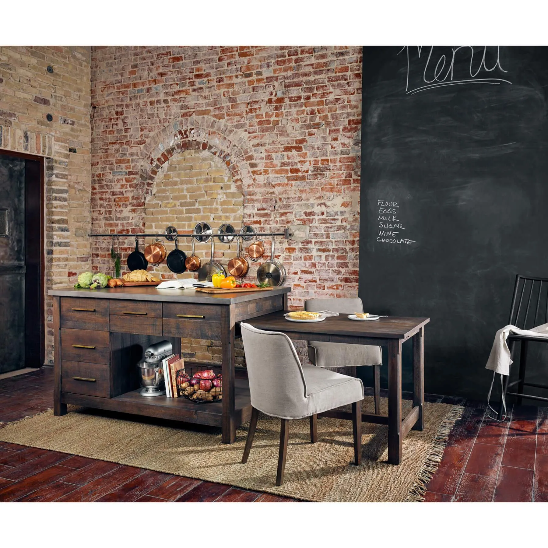 Ian Kitchen Island, Rubbed Black