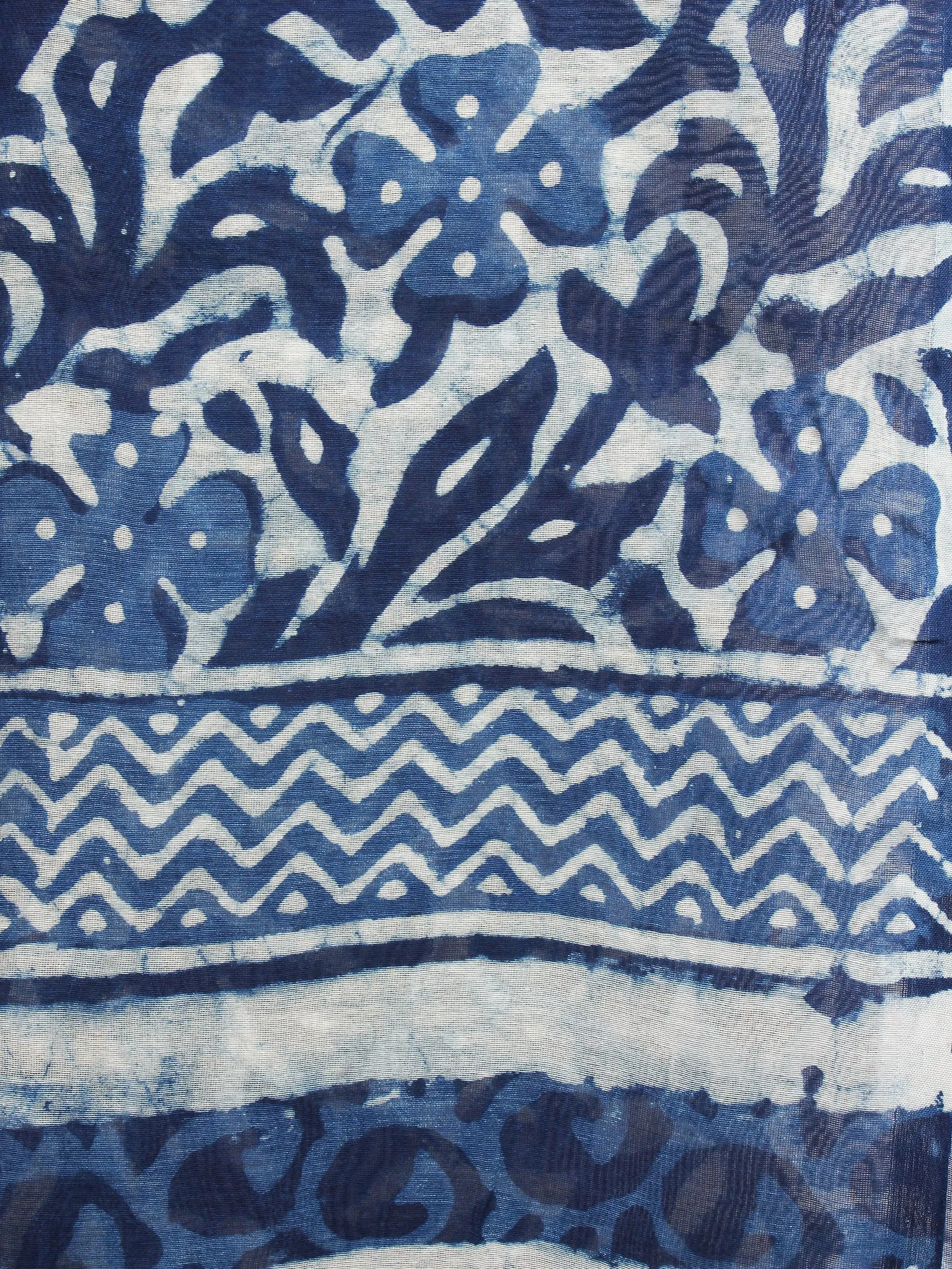 Indigo Chanderi Hand Block Printed Dupatta- D0417035