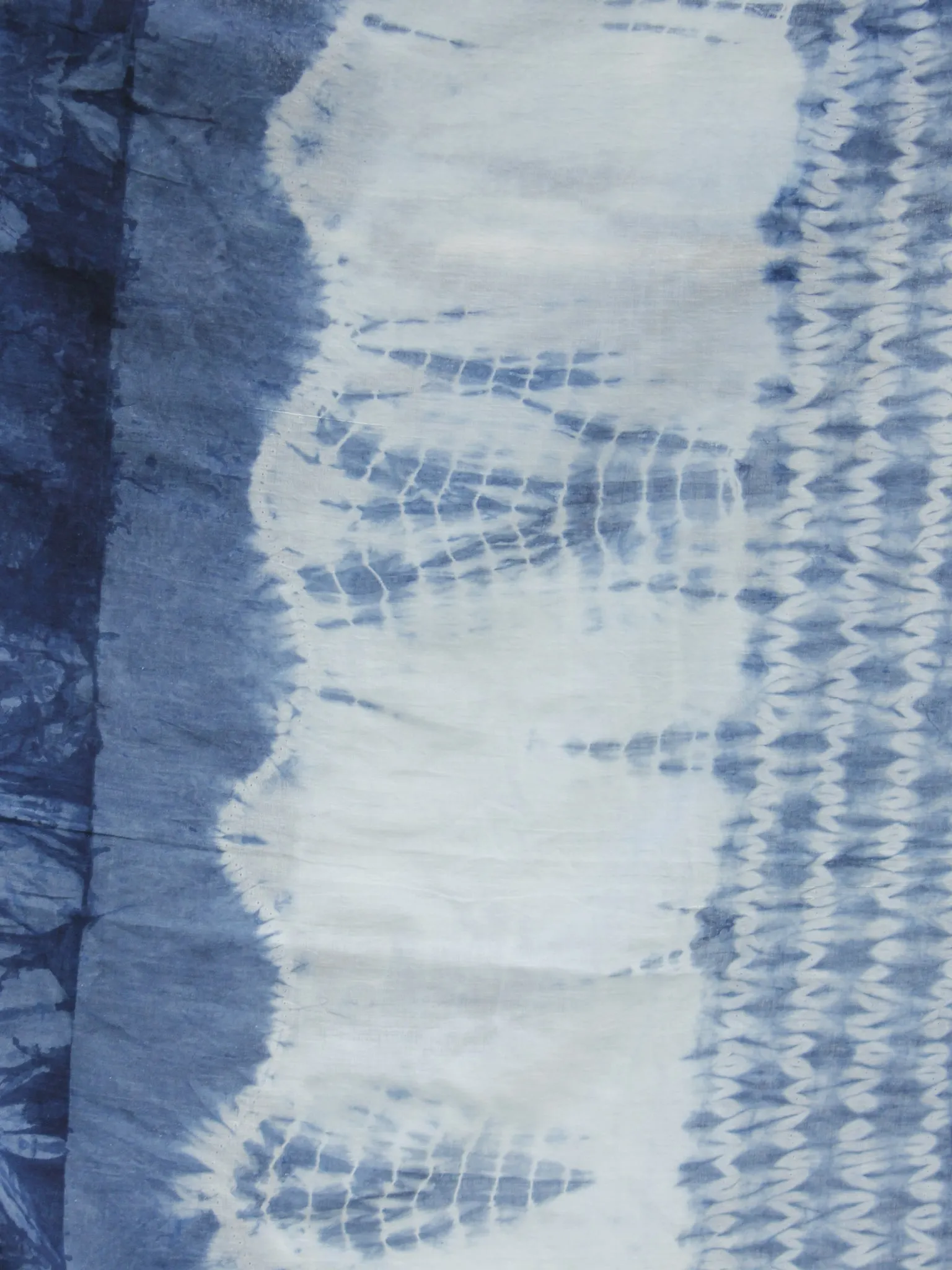 Ivory Indigo Handloom Cotton Hand Shibori Dyed Dupatta - D04170179