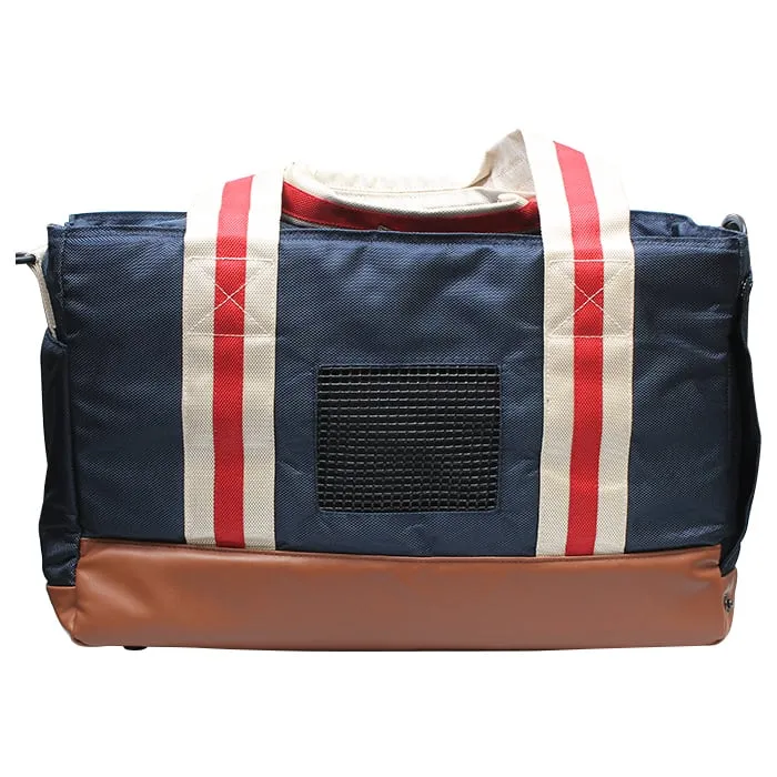 Japanese Brand Dog / Cat Carrier Cross Body Shoulder Bag - Navy / Olive