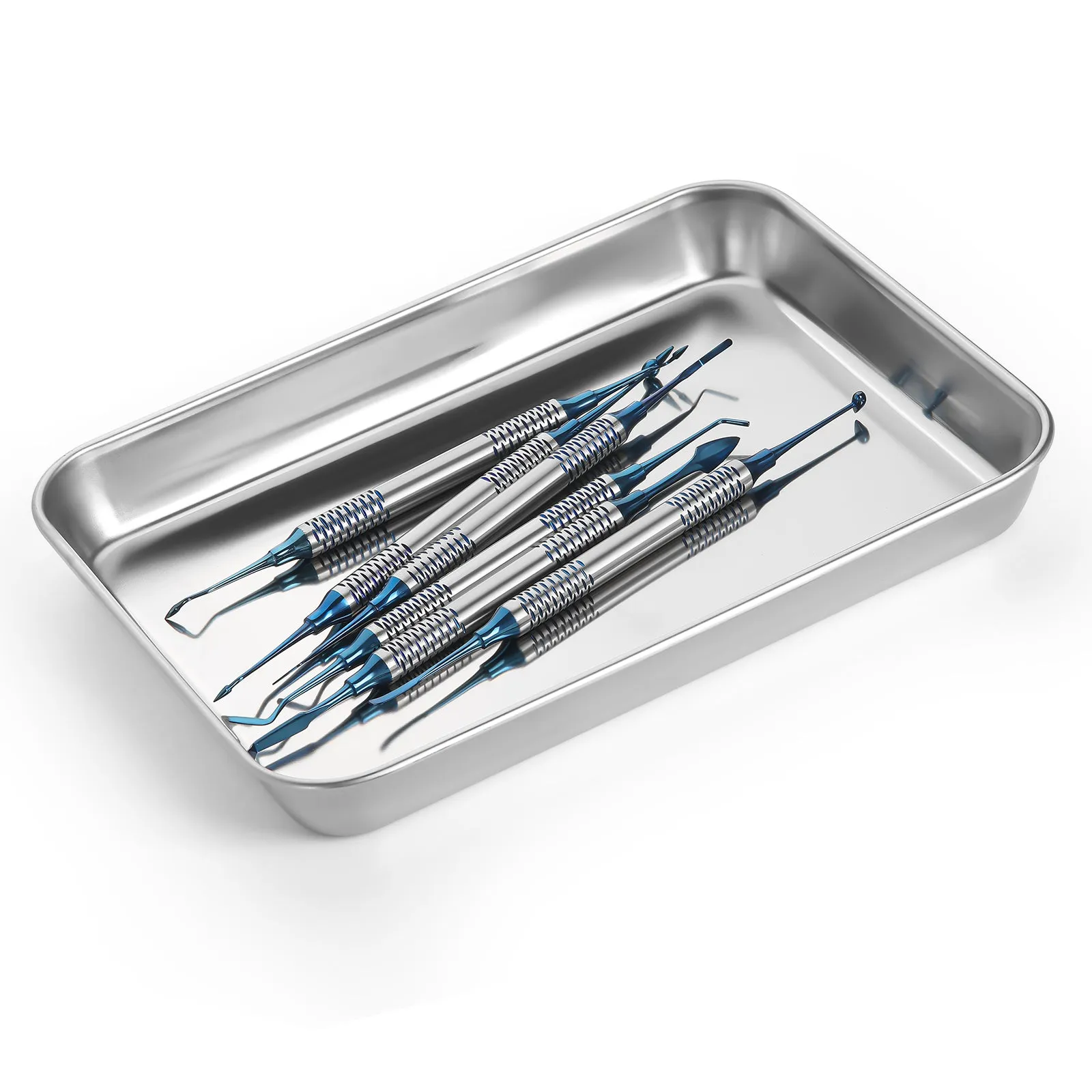 JMU Dental Flat Tray SL 304 Stainless Steel 9.1"x6.7"x1.1" 3PCS/Bag