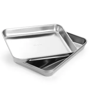 JMU Dental Flat Tray SL 304 Stainless Steel 9.1"x6.7"x1.1" 3PCS/Bag