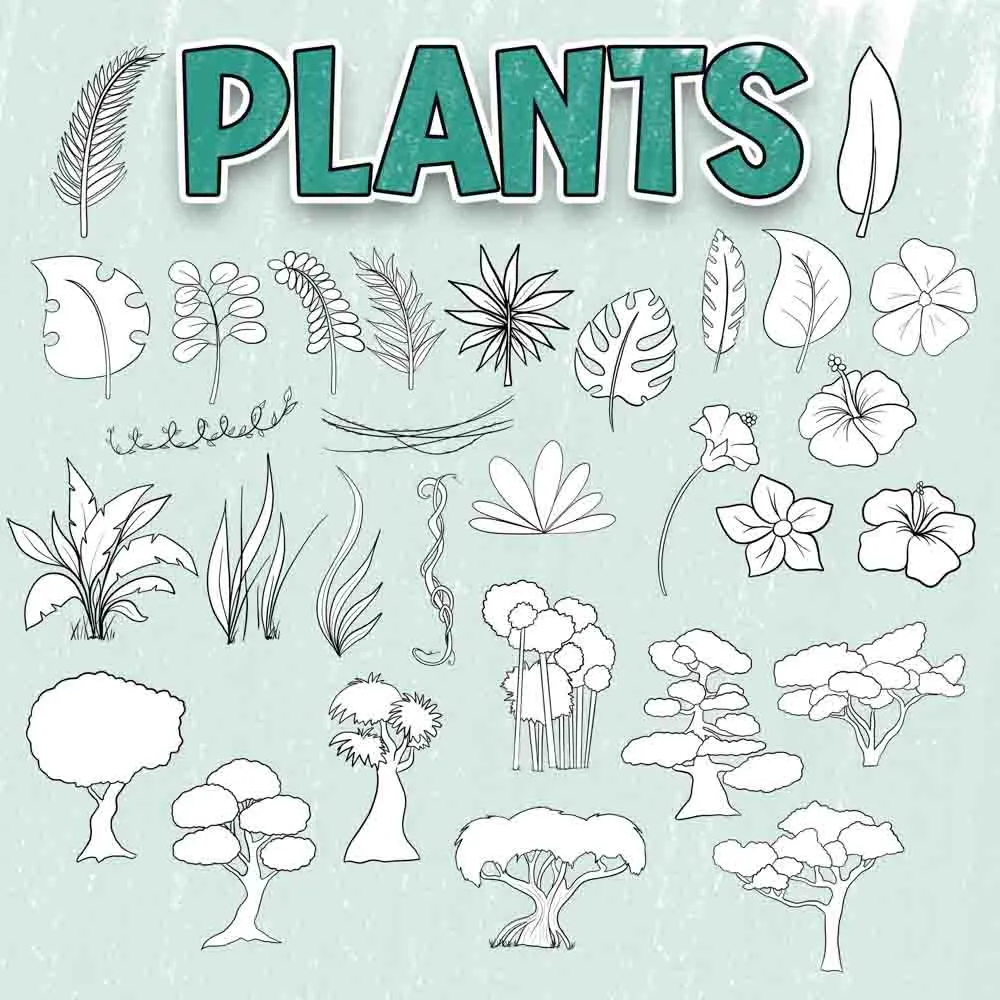 Jungle Animals Coloring Page Scene Creator Set