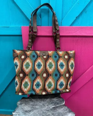 Justin Jacquard Aztec Print Jacquard Concealed Carry Tote Handbag Purse 22106747