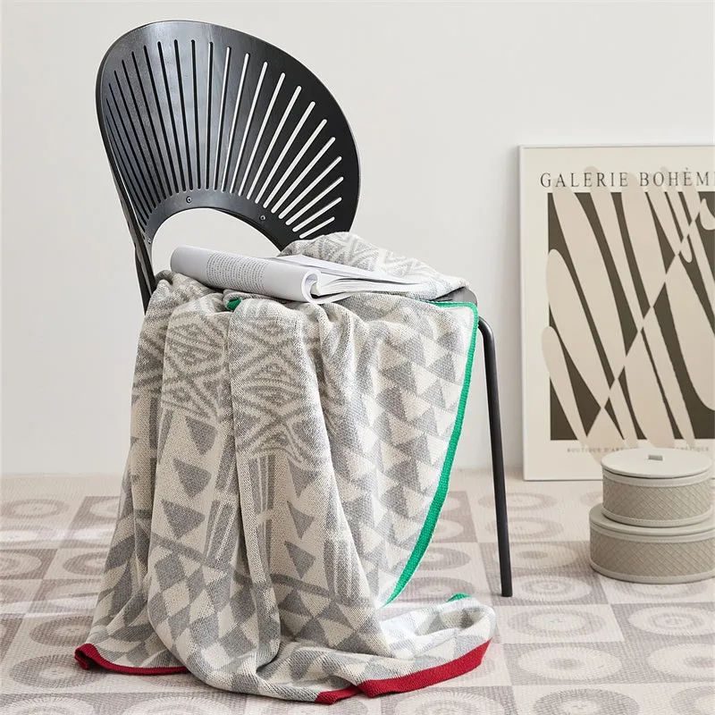 Knitted Geometric Pattern Throw Blanket